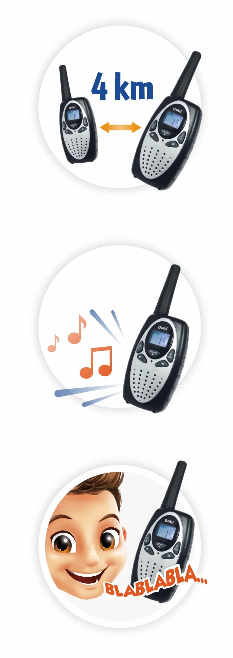 Buki - TW02 - Talkie Walkie Walkie do ponownego ładowania