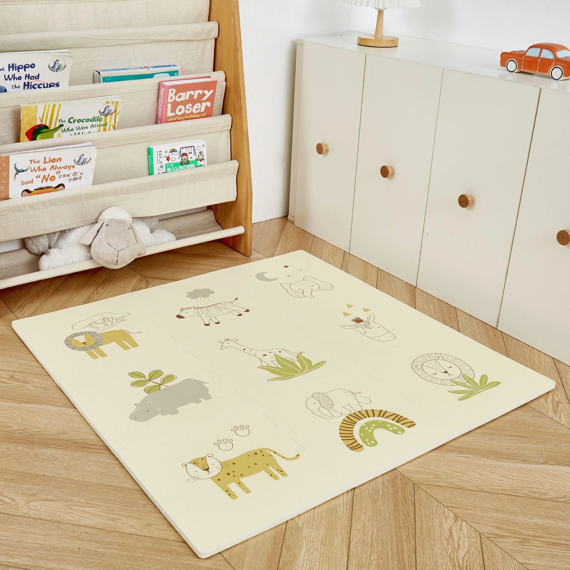 Hakuna Mata mata do puzzli dla niemowląt 0,9x0,9m 9 paneli 30x30cm ze zwierzętami