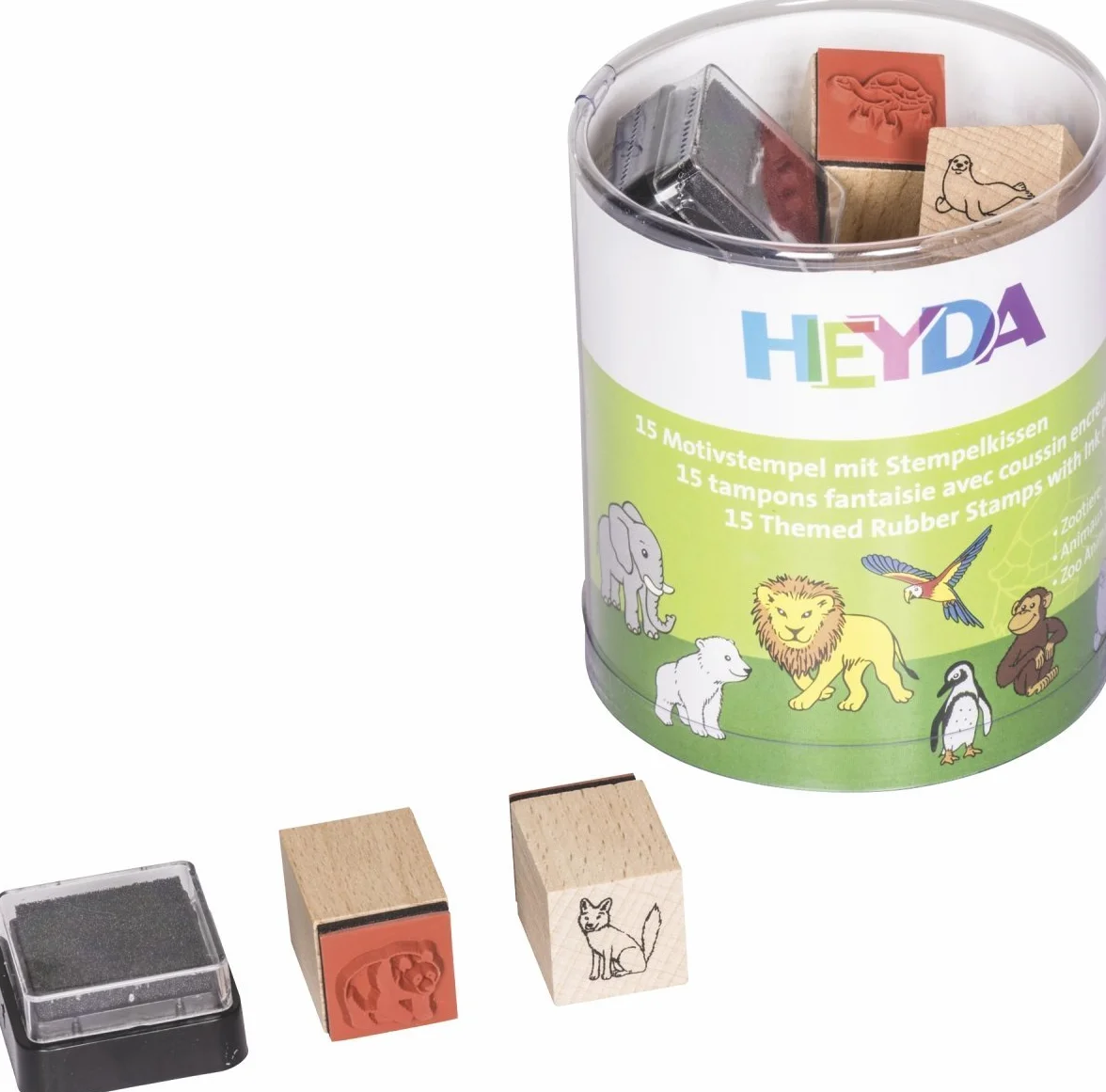 Heyda 204888491 Heyda 204888491 puszka stempli (zwierzęta z zoo), rozmiar motywu: ok. 1,5 x 1,5 cm
