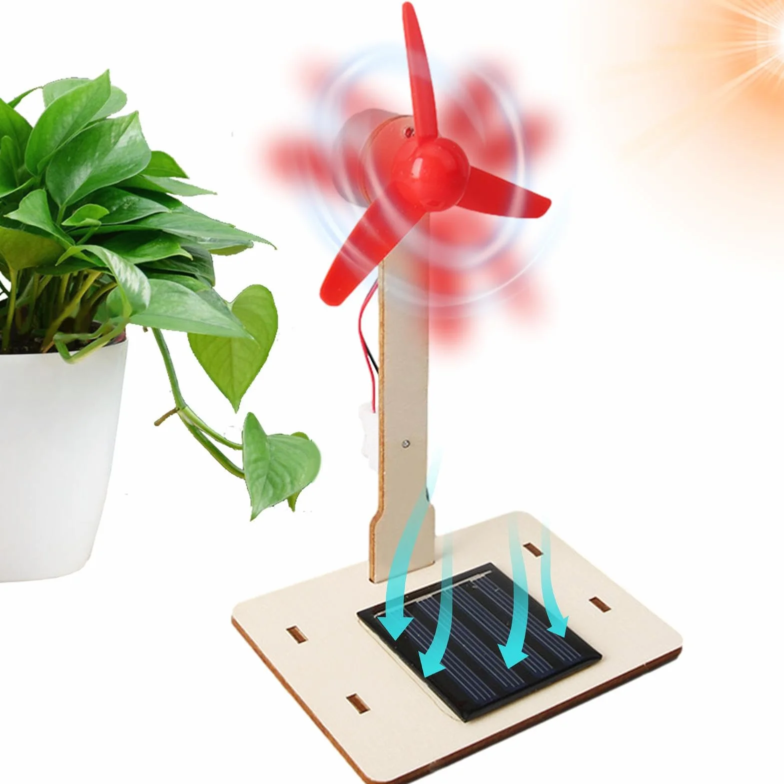Wiatrak zasilany energią słoneczną | DIY turbina wiatrowa zasilana energią słoneczną, zabawki solarne edukacja zabawna zabawka prezent do dekoracji wnętrz ozdoba ogrodowa