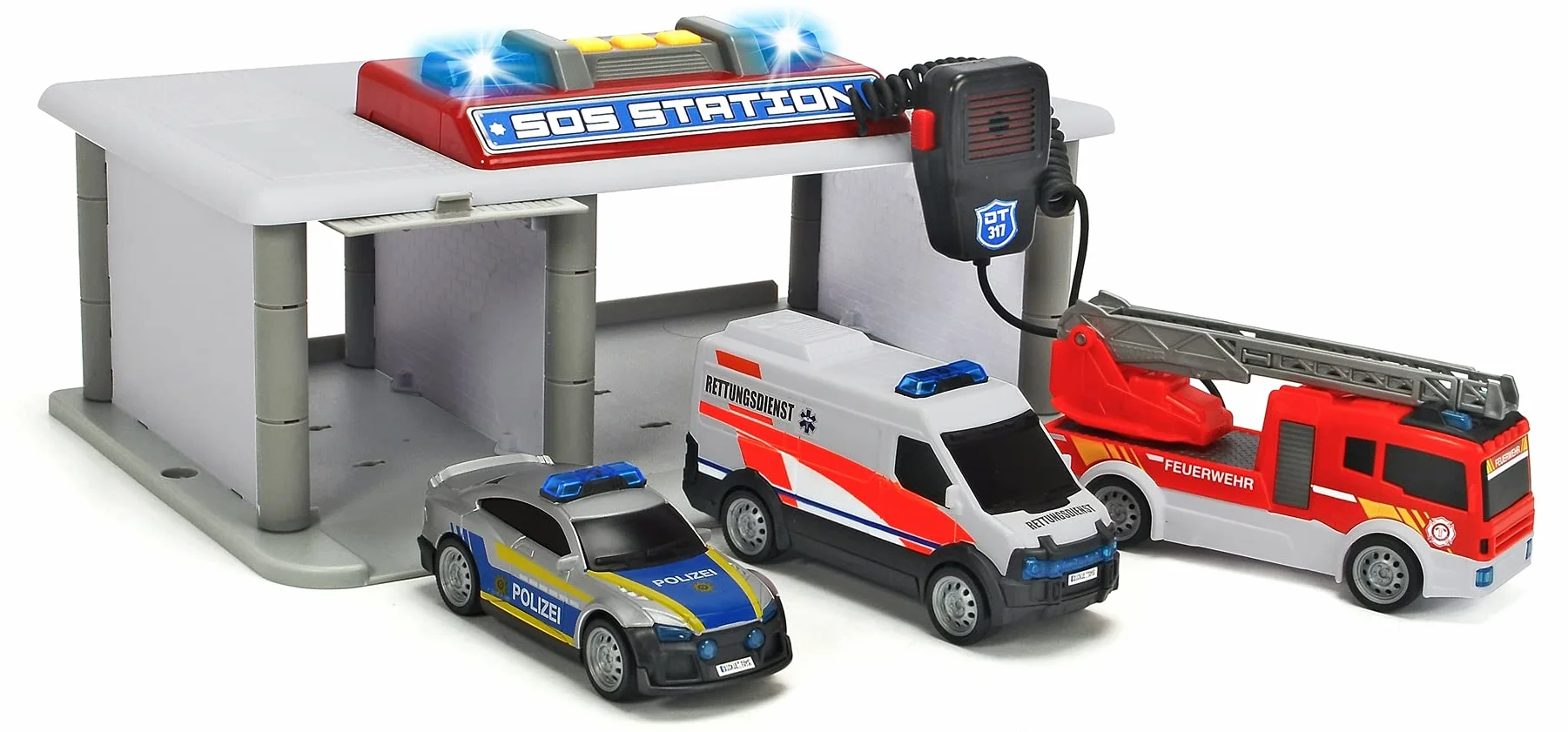 Dickie Toys Stacja SOS, posterunek ratowniczy, wielopiętrowy parking dla policji, straży pożarnej i ratownictwa