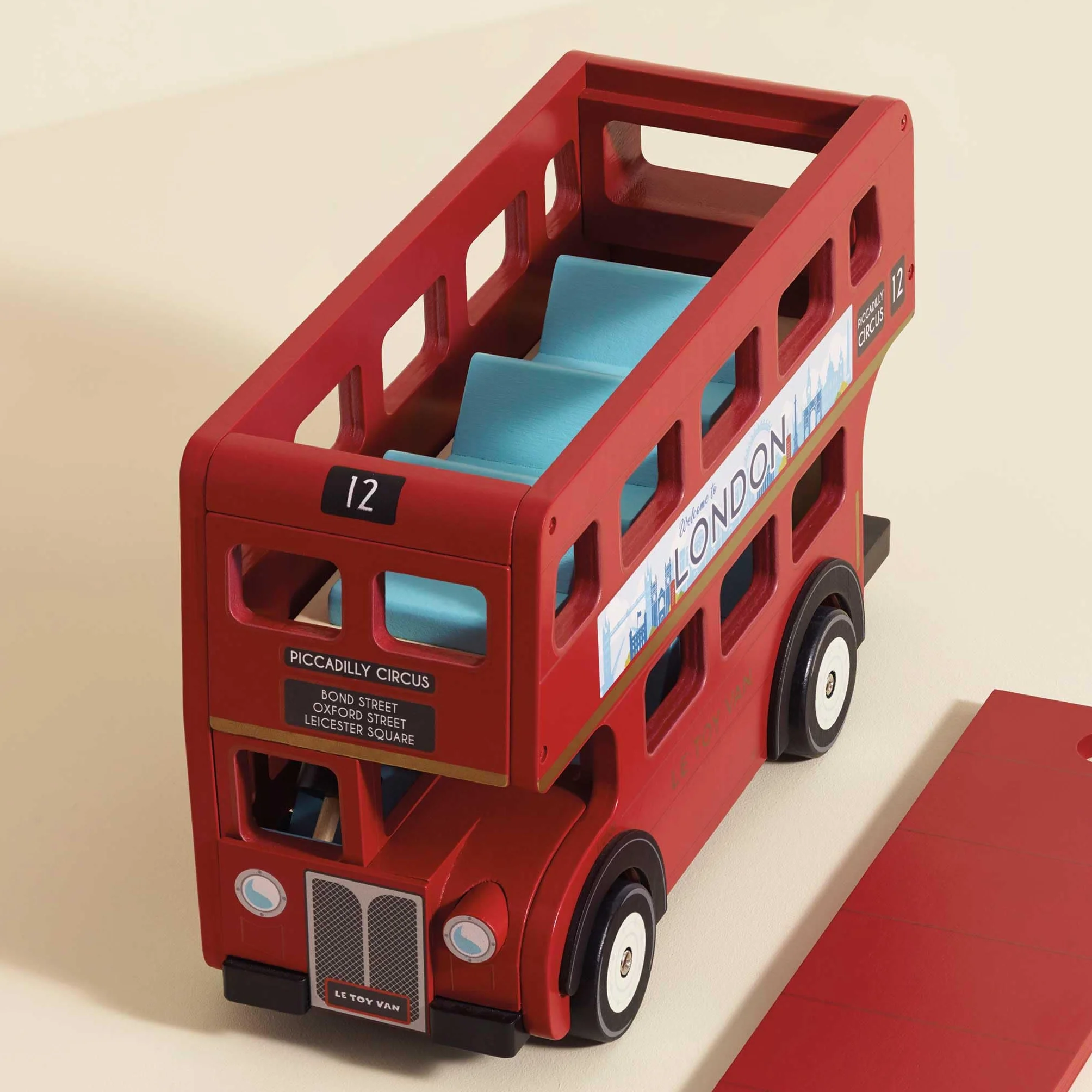 Le Toy Van TV469 Cars & Construction Double Decker Wooden Role Play Suitable for Girls and Boys Toys, London Bus