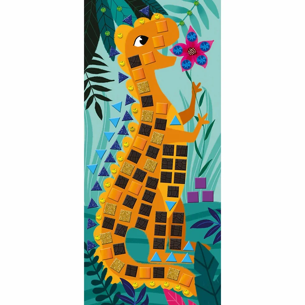 Janod - From 4 years old - Creative Kit - Dinosaur Mosaics - Calm Workshops - Creative Leisure - Dexterity and Concentration - J07903