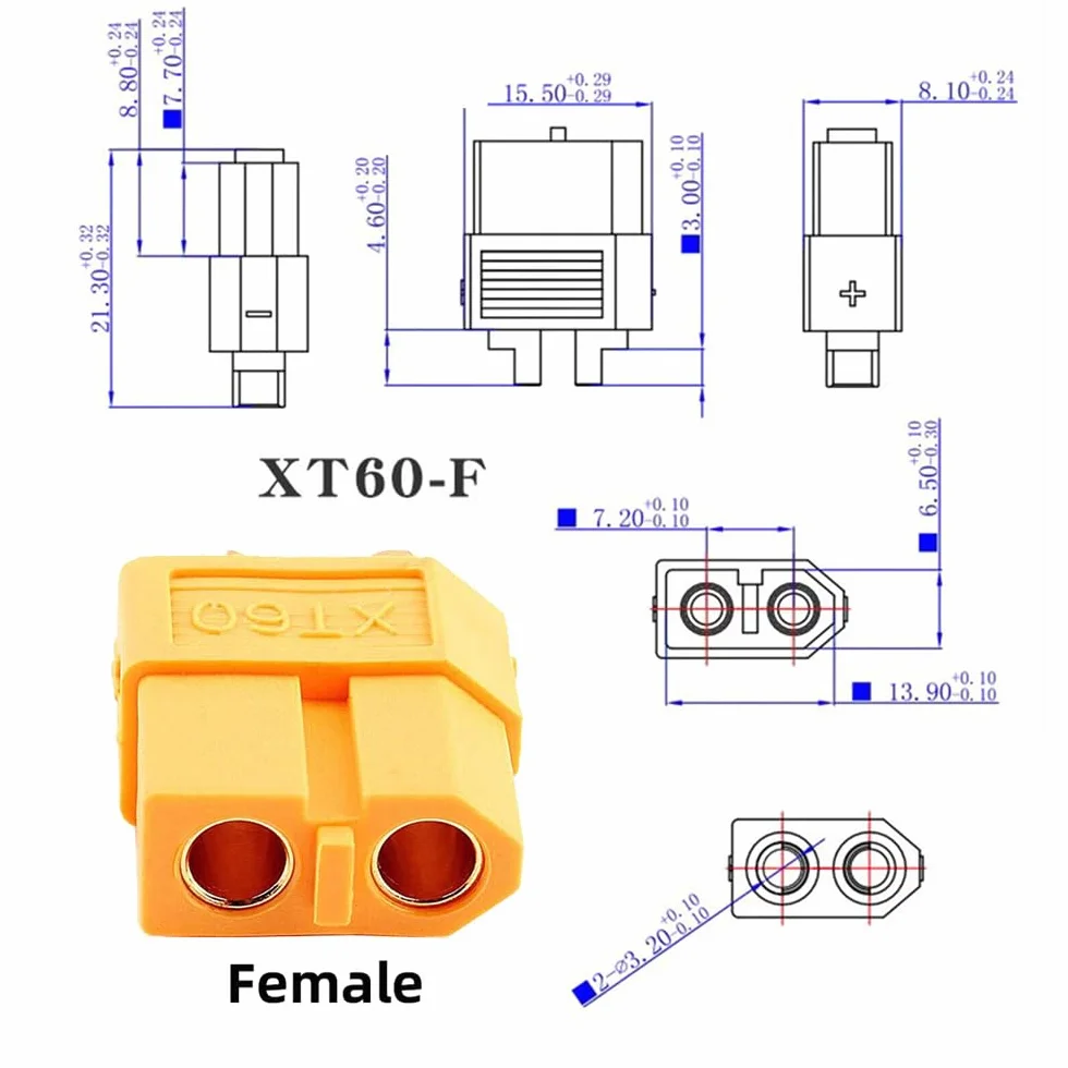 Adapter XT60 gniazdo SC100 protokół na DC 5,5 x 2,1 mm gniazdo adapter do szybkiego ładowania do akumulatora RC Lipo Quadcopter Multicopter Model lotniczy