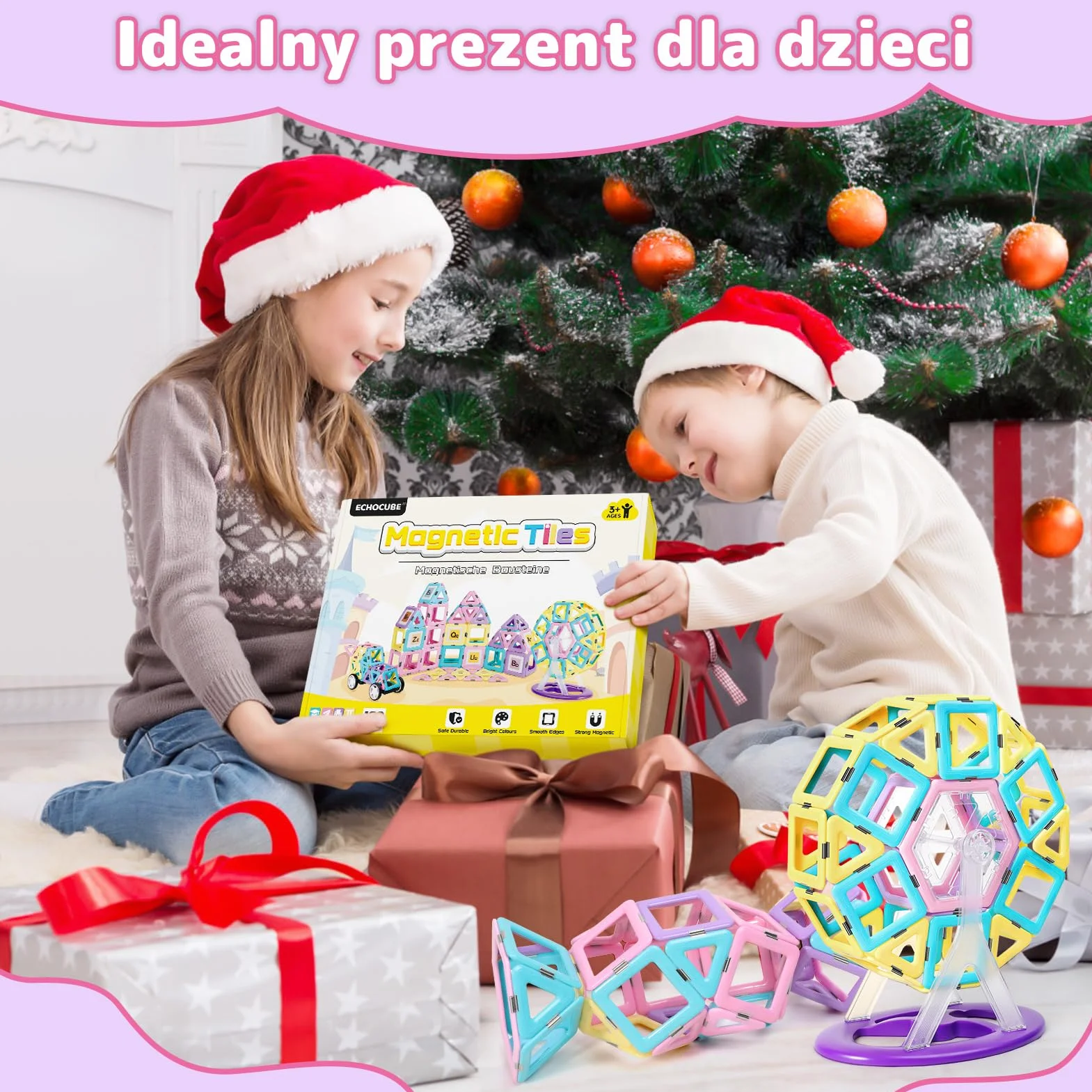 Magnetyczne klocki konstrukcyjne 120 PCS Zestaw płytek dla dzieci edukacyjne zabawki