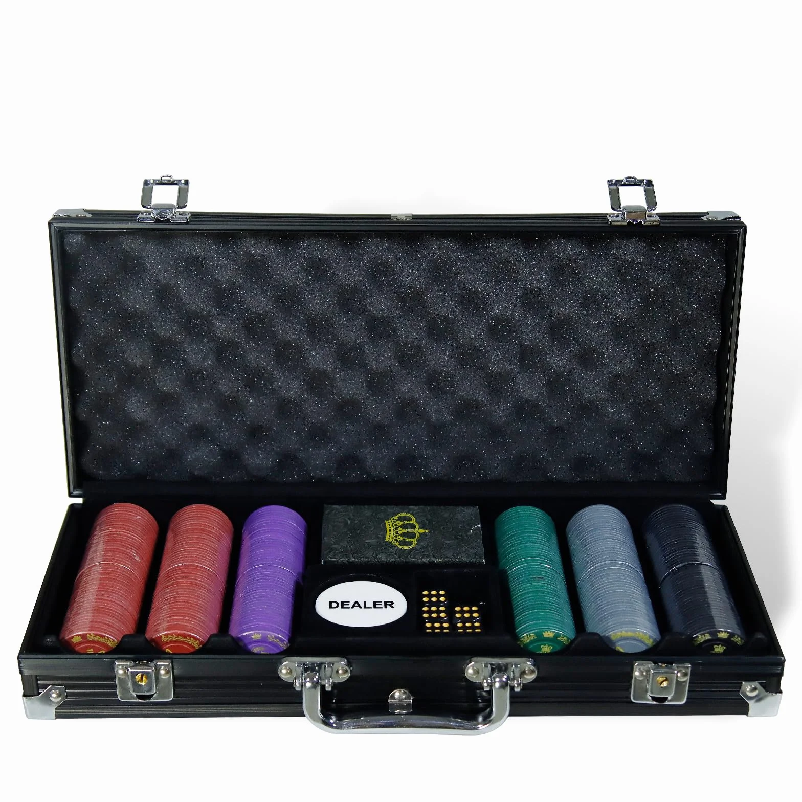 CCLIFE 300/500 szt. Zestaw do pokera Texas Hold'em z kośćmi w aluminiowej walizce