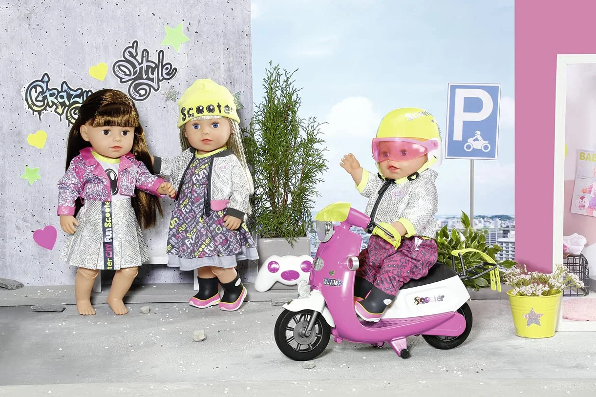BABY born City Deluxe Scooter Combo, strój dla lalek jednoczęściowy, kurtka i kozaki, 830215 Zapf Creation