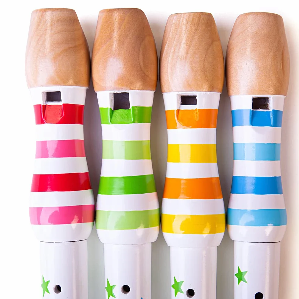 Bigjigs Toys Recorder - Wooden Recorders For Children, Toddler Musical Instrument, Kids Music Gifts, Available In 4 Colours, Age 3 Years +