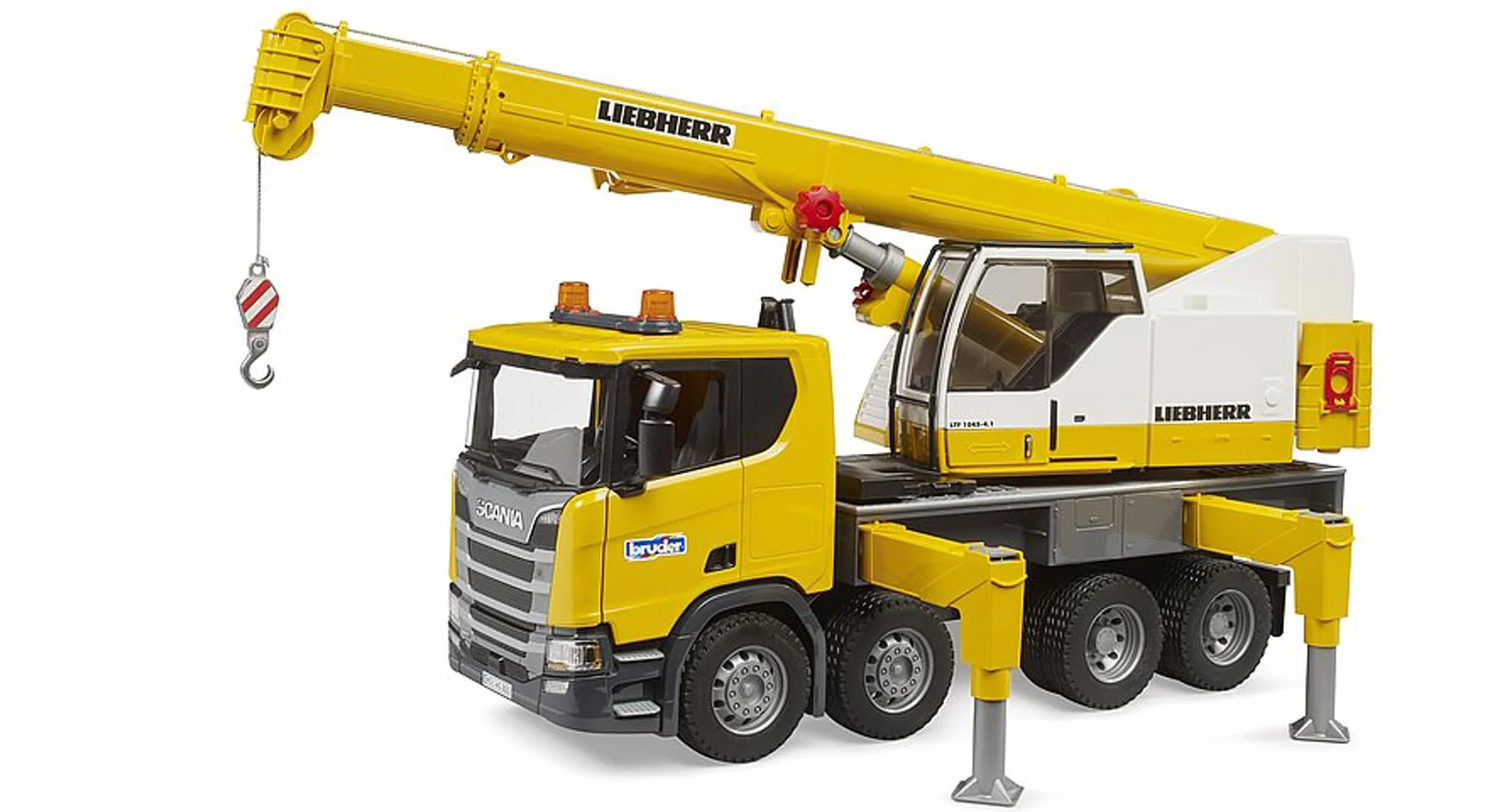 bruder 03571 - Ciężarówka z dźwigiem Scania Super 560R Liebherr z modułem świetlno-dźwiękowym - 1:16 Pojazdy, Pojazdy budowlane, Ciężarówka z dźwigiem, Zabawki od 4 lat