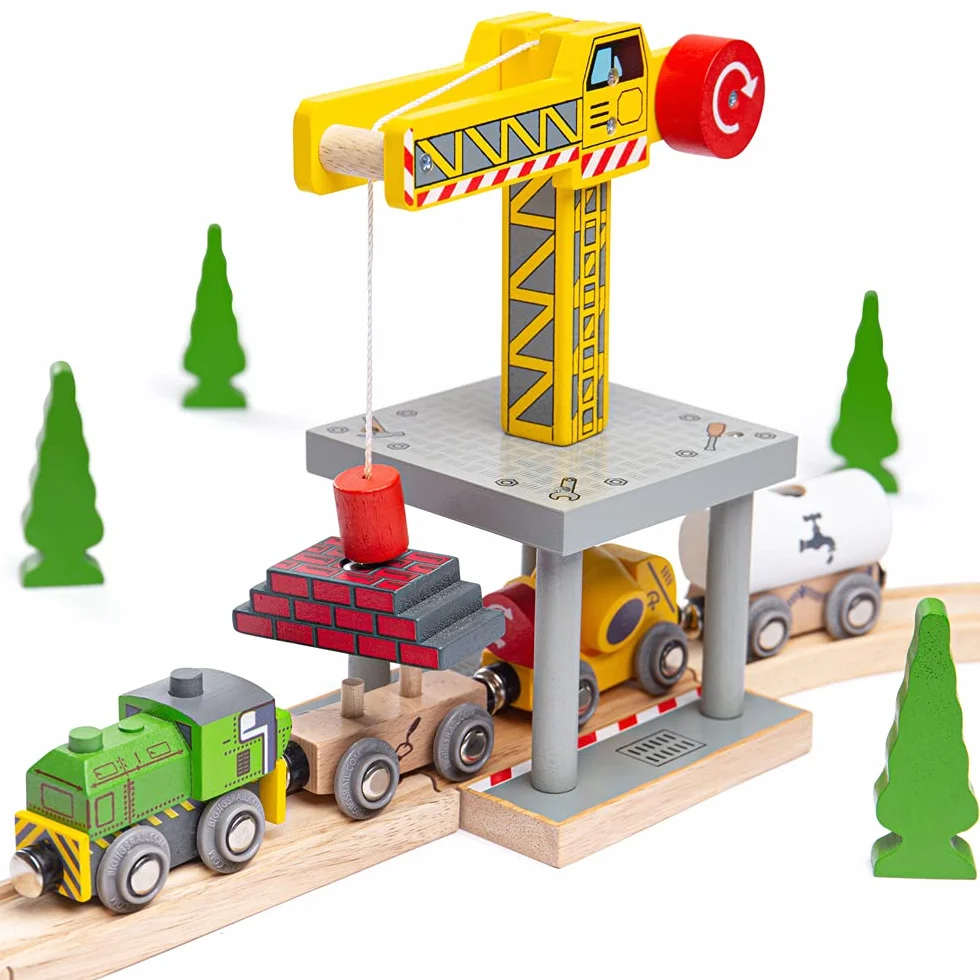 Bigjigs Rail Magnetic Big Yellow Crane - Other Major Wooden Rail Brands are Compatible