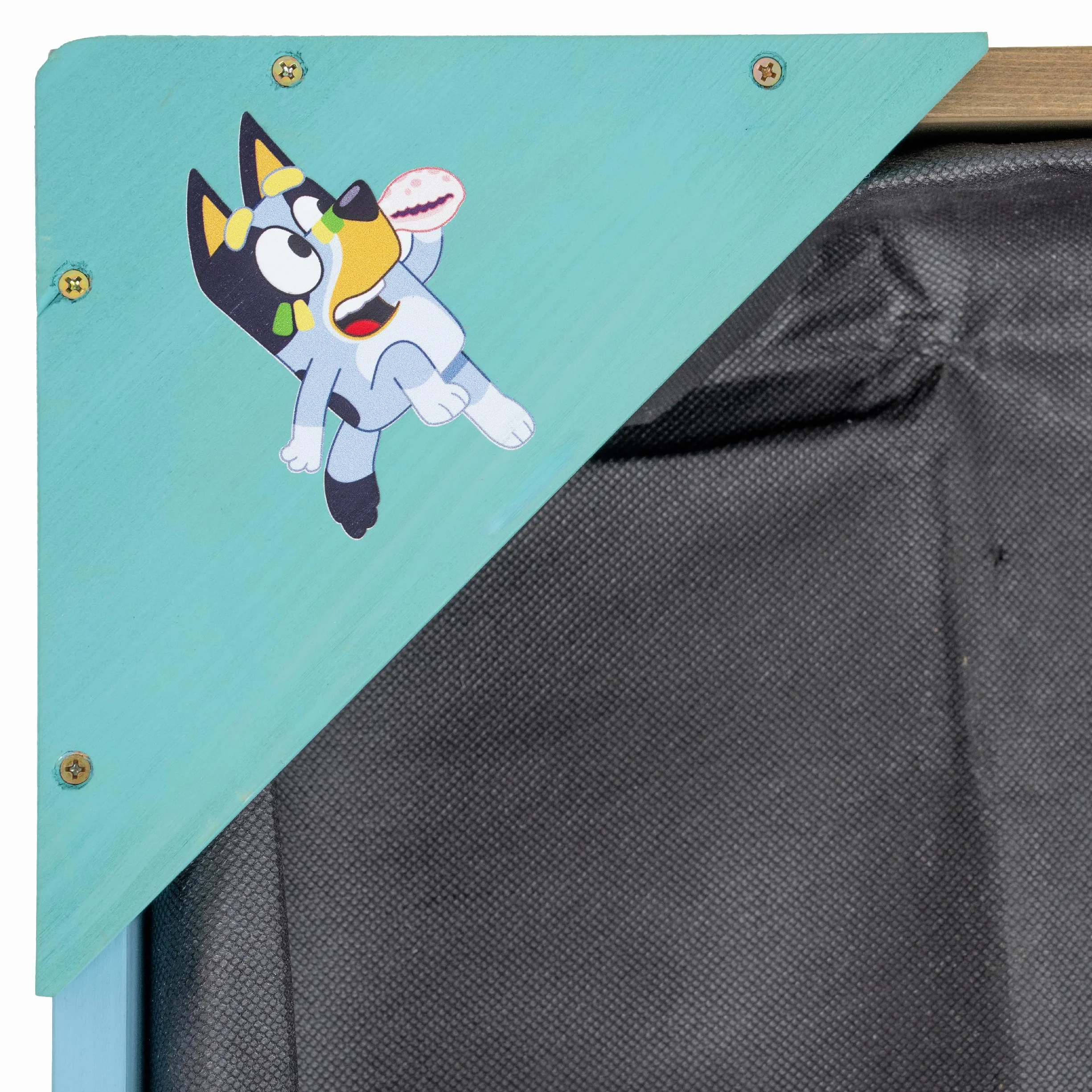 Bluey Drewniana piaskownica z pokrywą z certyfikatem FSC drewniana piaskownica ogrodowa dla dzieci z narożnymi siedzeniami porowata wkładka pokrowiec ochronny do zabawy na świeżym powietrzu od 2 lat