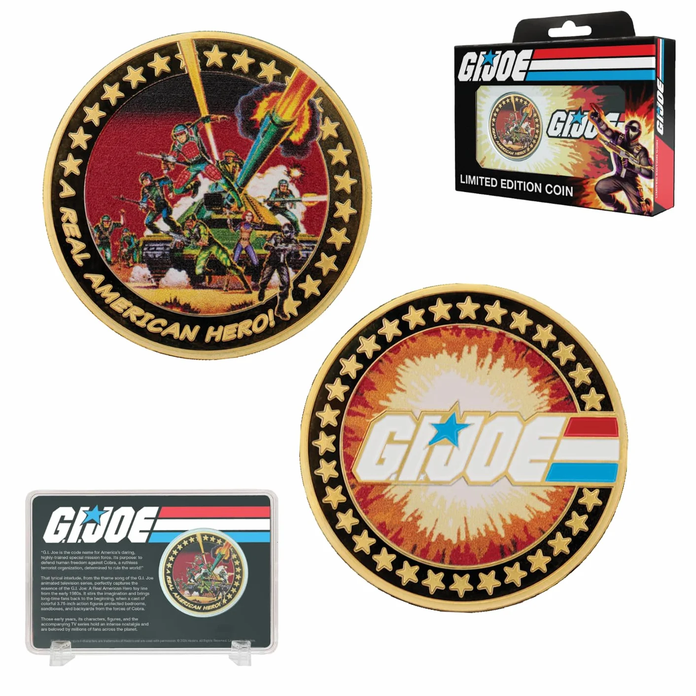 FaNaTtik G.I. Joe 60. rocznica 24k złocona edycja limitowana moneta w pudełku kolekcjonerskim – Prawdziwy Amerykański Bohater - Oficjalnie licencjonowany produkt