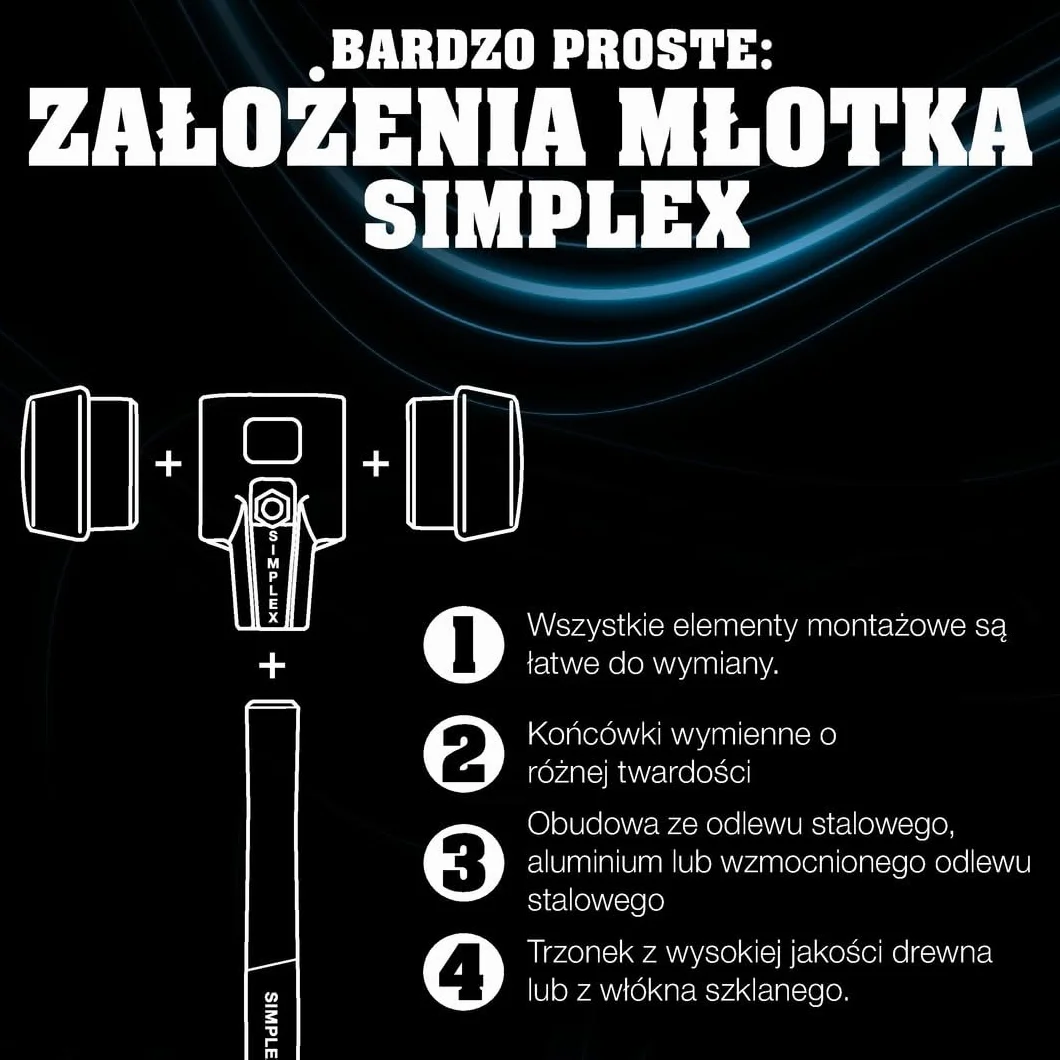 Młotek ochronny SIMPLEX, kompozycja gumowa, z podstawką; z obudową z żeliwa ciągliwego i wysokiej jakości drewnianym trzonkiem | śr. = 80 mm | 3022.280