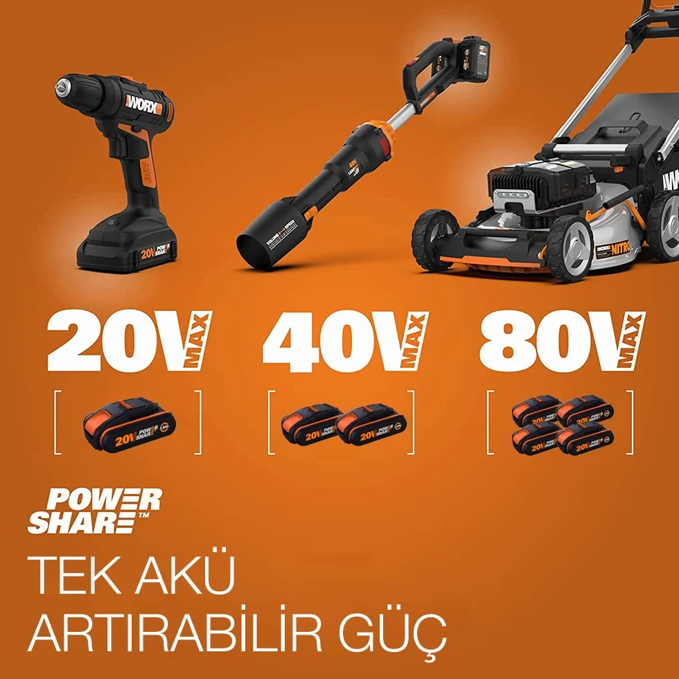 WORX WA3880 Stacja Ładująca Akumulator, Szybka Ładowarka do Akumulatora, Uniwersalna do Akumulatorów WORX Powershare do 6000 Mah