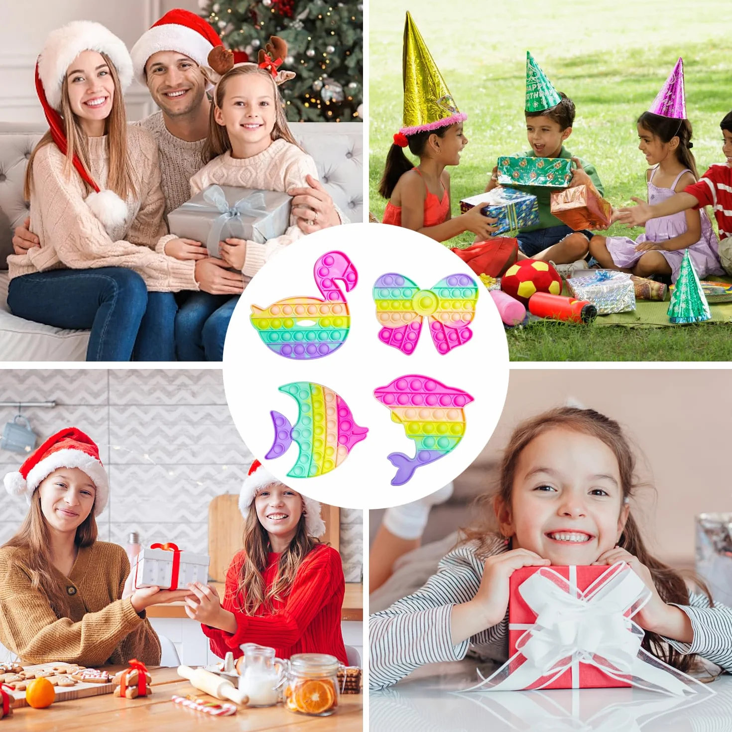 Yeefunjoy Push IT and POP Bubble, zestaw 4 zabawek Poppit Pop Fidget, zabawka sensoryczna, redukuje stres, prezent urodzinowy dla dorosłych i dzieci, aby złagodzić lęk i autyzm