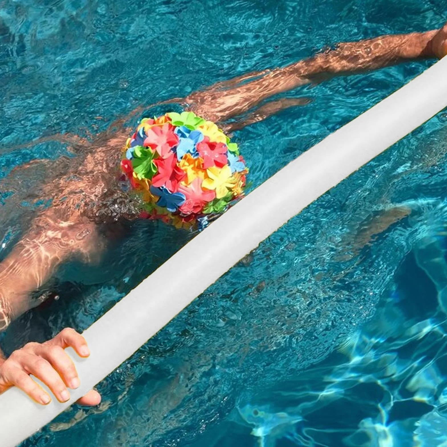 Pool Noodle, pływające urządzenie do pływania, pomoc w ćwiczeniach, lekka pianka, wszechstronne akcesoria do sportów wodnych dla dzieci dorosłych zabawa treningowa, czarny, biały, pomarańczowy, 1