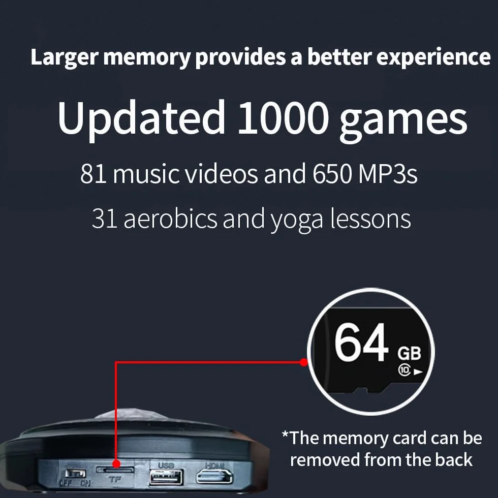 Muzyczna elektroniczna mata do tańca HDMI z kamerą, karta pamięci 64G, 81 teledysków, łącznie 1000 gier, 650 piosenek, dla graczy pojedynczych i podwójnych, luksusowy prezent dla chłopców i