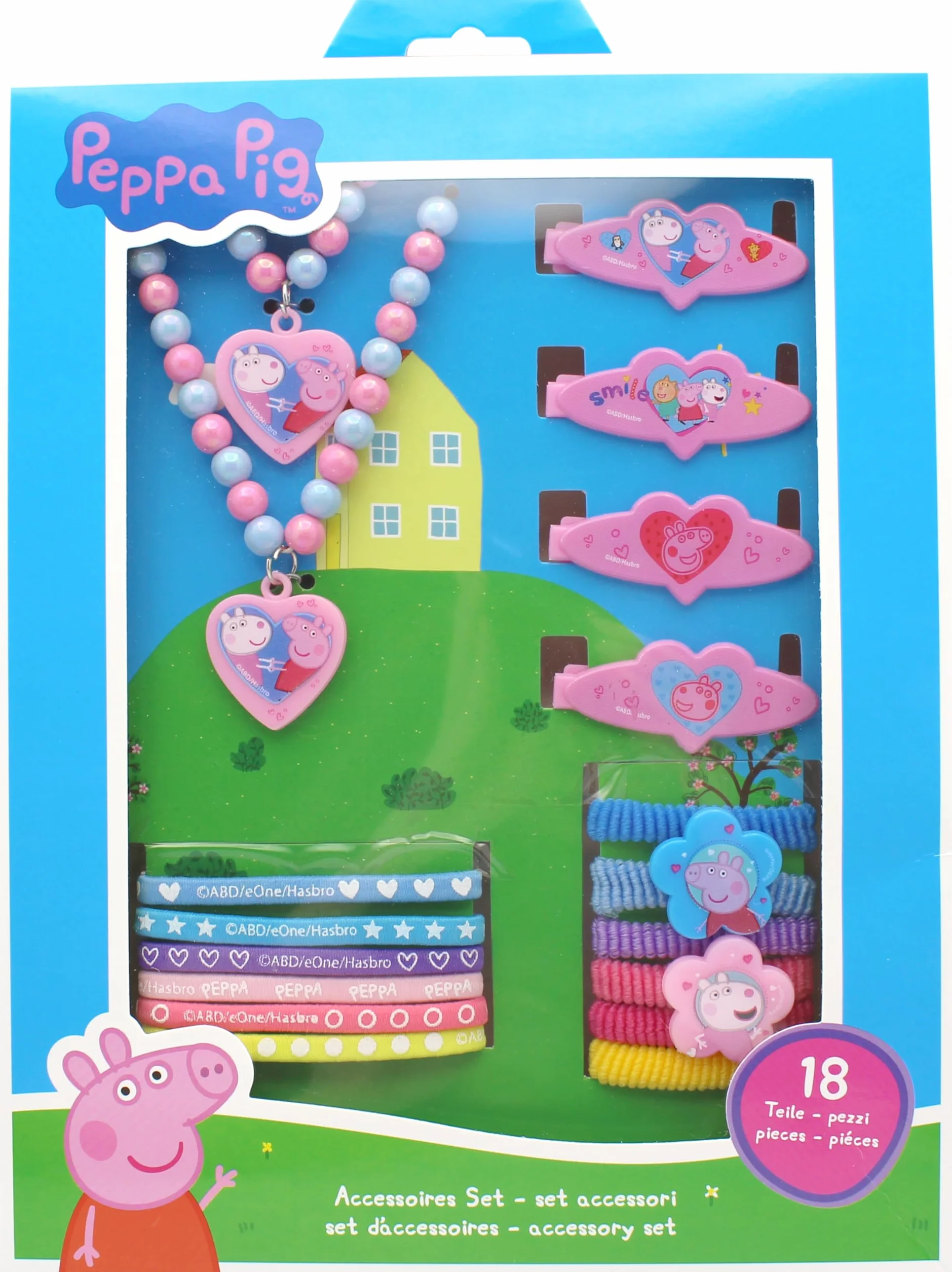 Joy Toy 23984 Peppa Pig zestaw akcesoriów 18 sztuk - w pudełku prezentowym 18,5 x 2,5 x 23,5 cm