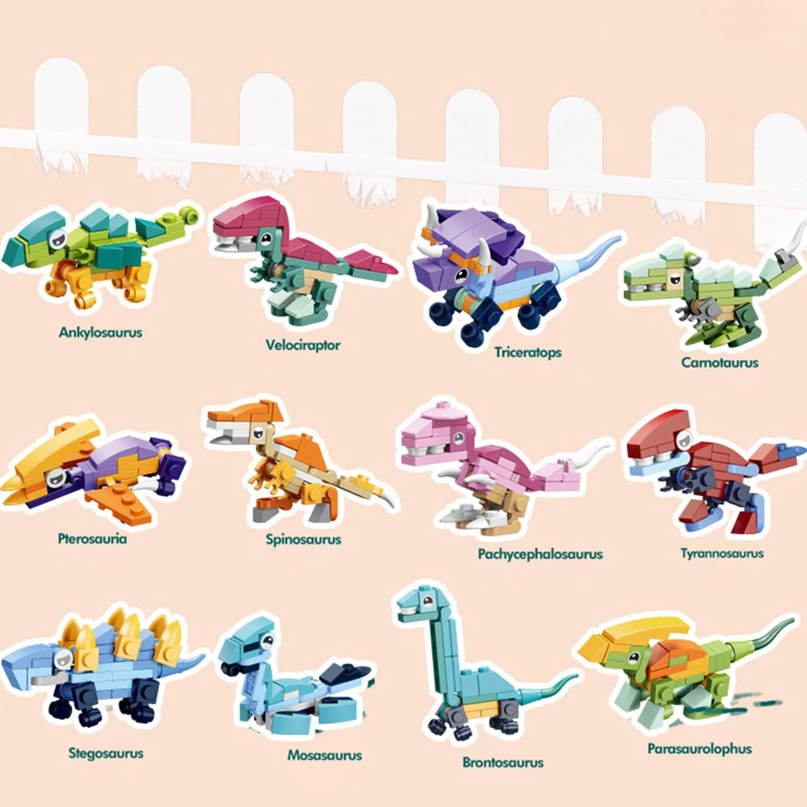 Zestaw 12 plastikowych jajek z klockami dinozaurów na wielkanocne kosze, zabawki edukacyjne, nagrody, niespodzianki na imprezy