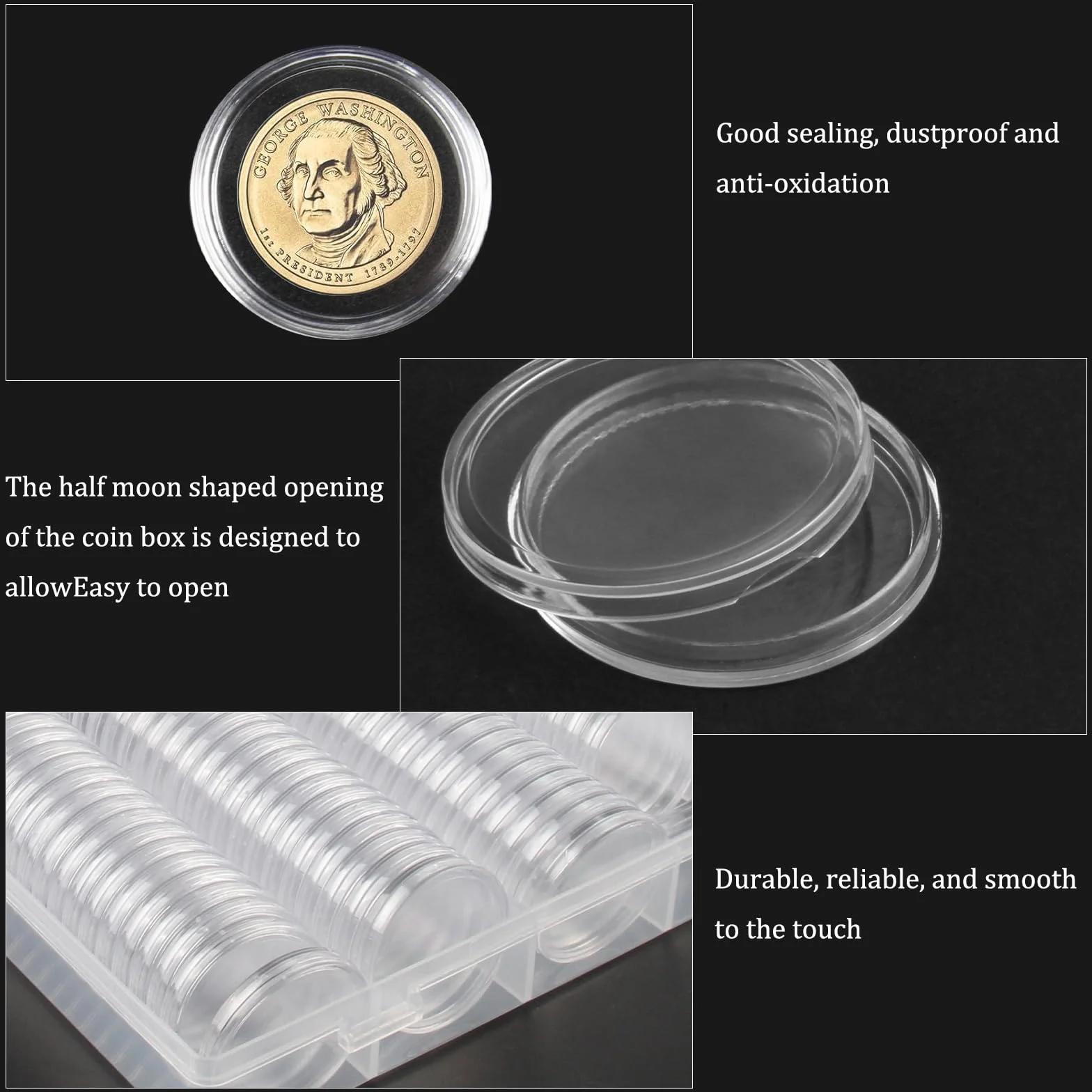 100 sztuk przezroczyste kapsułki na monety i 1 pudełko do przechowywania okrągłe rękawy na monety kapsułki 30mm for 2 euro coins storage coin collection coin display
