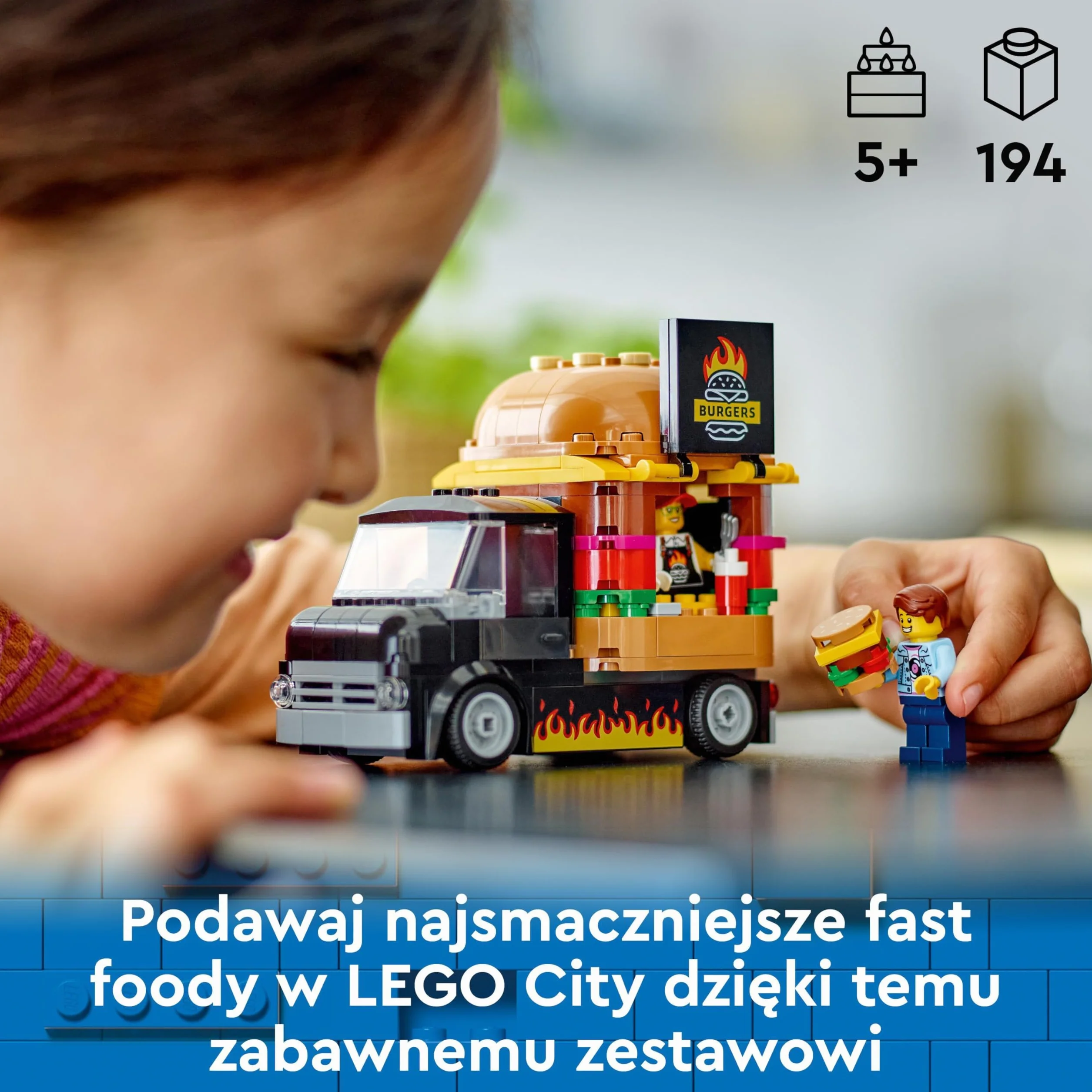 LEGO City Ciężarówka z burgerami 60404 Zestaw do Zbudowania dla 5 lat
