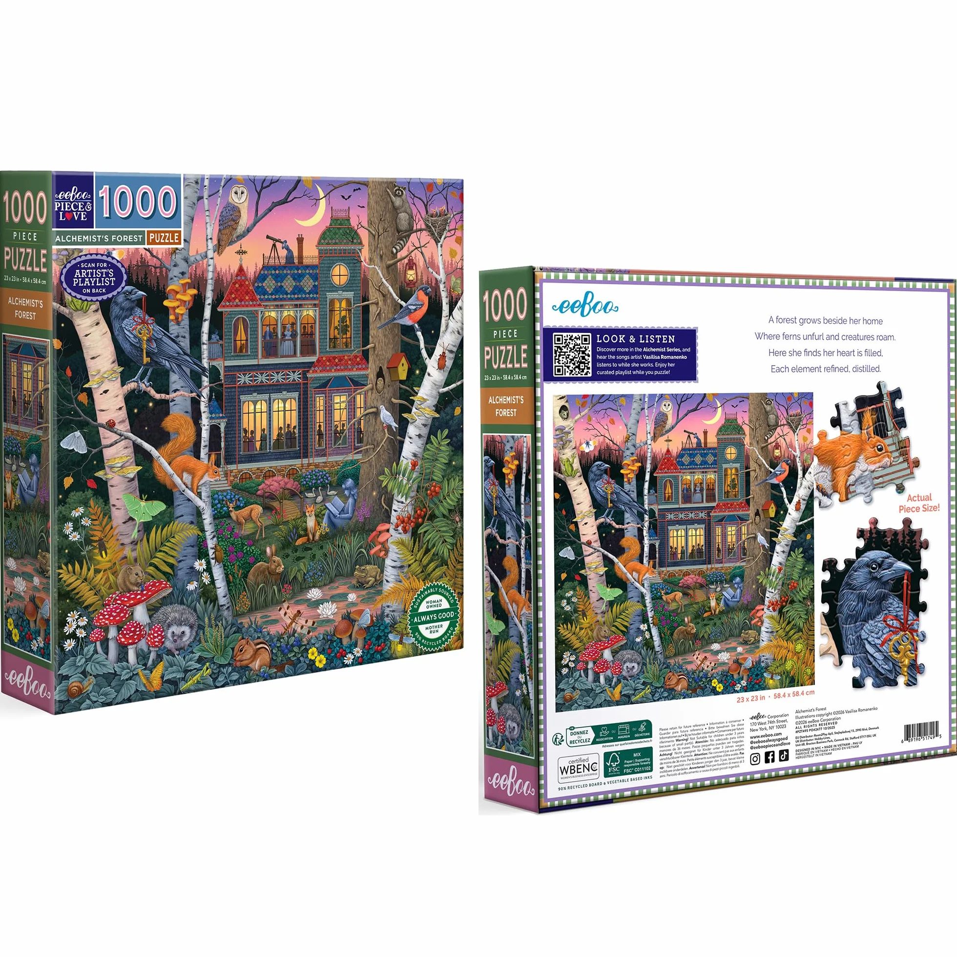 Eeboo Puzzle 1000 elementów Las Alchemika - puzzle dla dorosłych 1000 elementów z kartonu - wymiary puzzli 58,4 cm x 58,4 cm