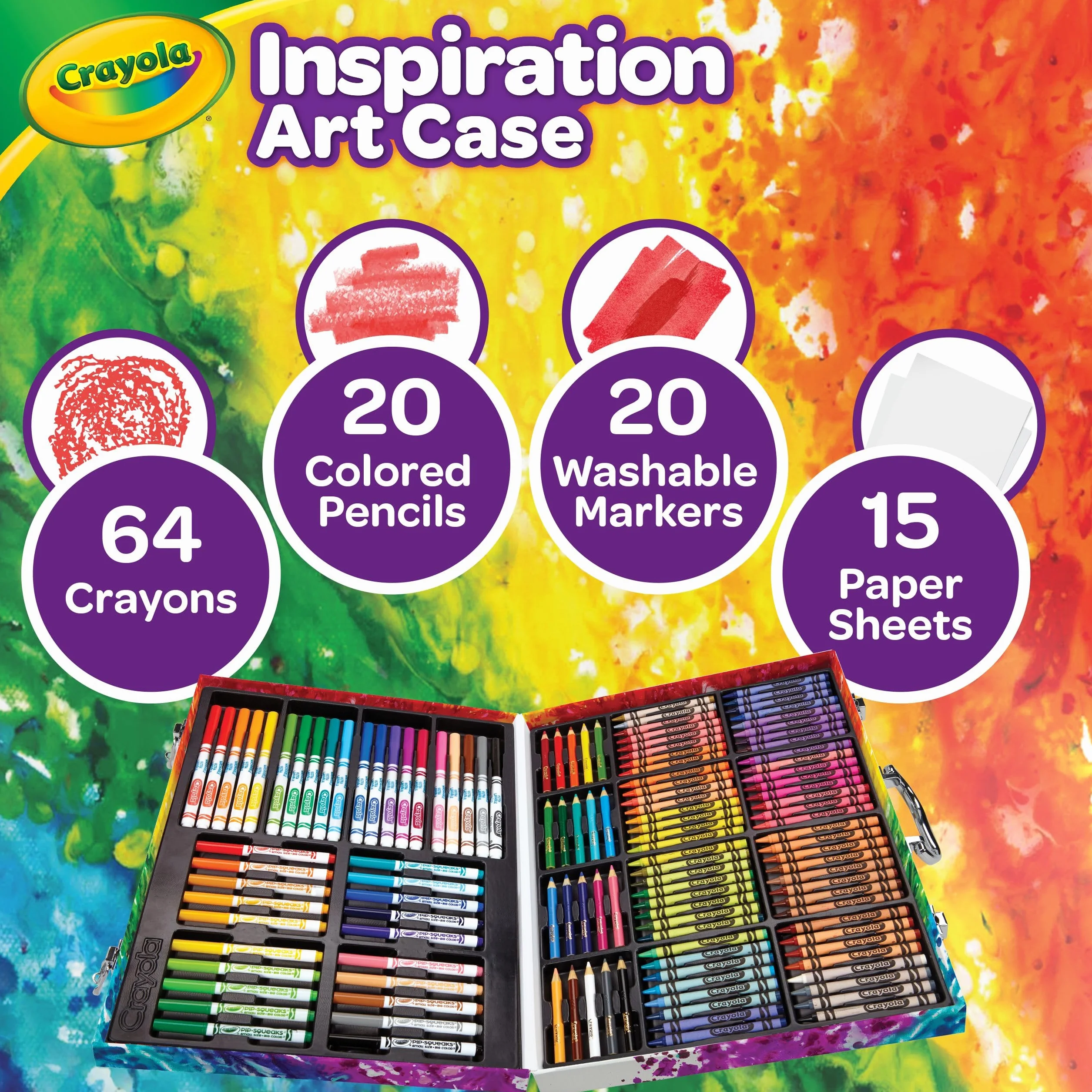 Crayola Tęczowa Walizka Kolorów – Kreatywny Zestaw z 140 Elementami, Zalecany Wiek: 5-10 Lat, 04-2532