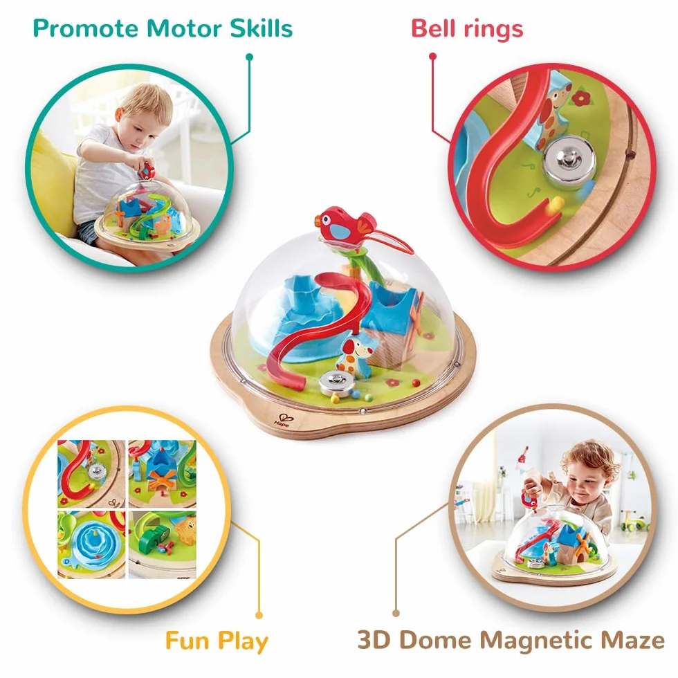 Hape Lilys kopuła przygody firmy Hape | zabawka 3D z magnetycznym labiryntem, kopuła przeżyć dla dzieci z różnymi postaciami i akcesoriami