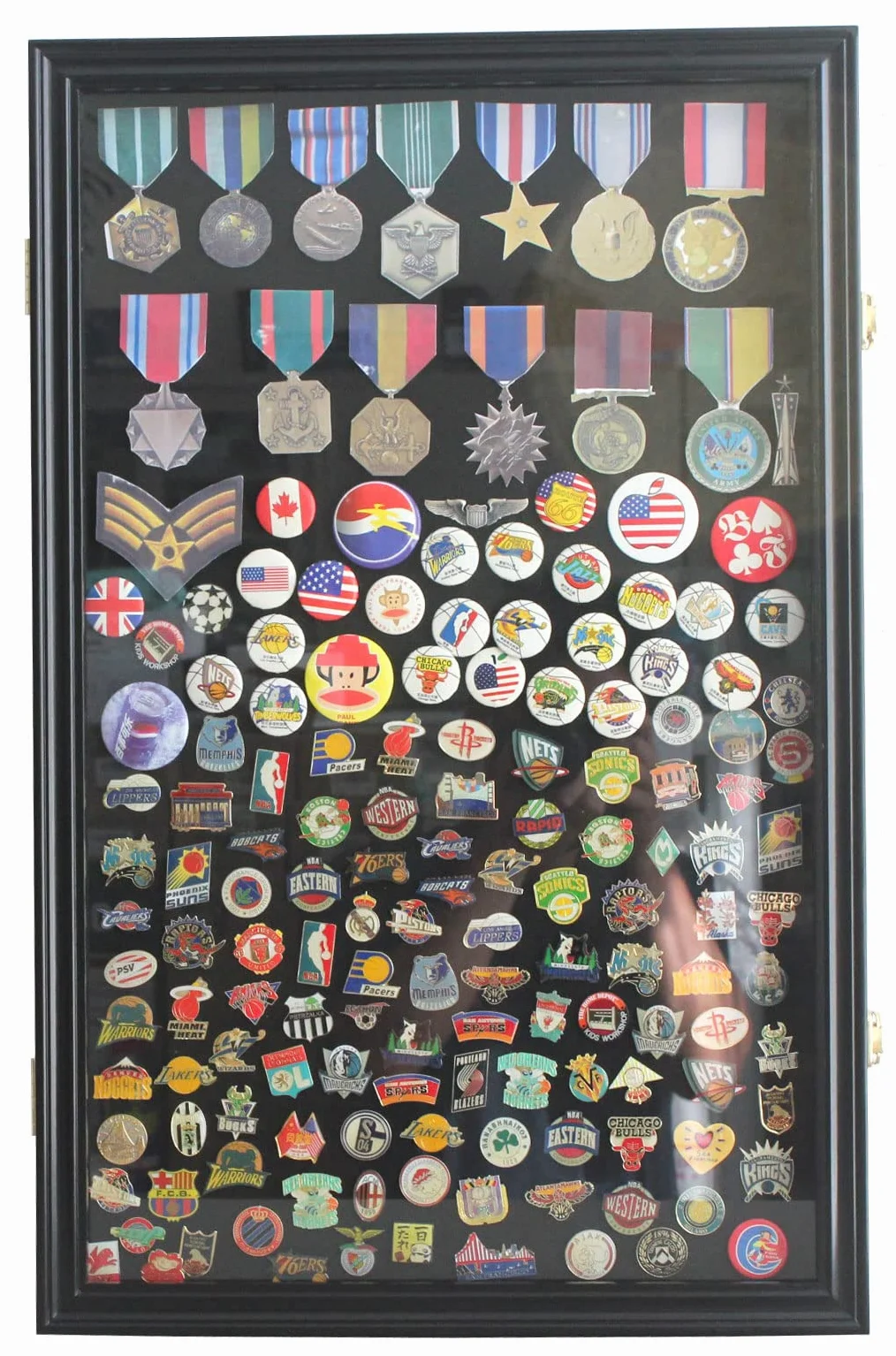 DUŻA gablota z pinami Shadow Box Flag Display Case, ze szklanymi drzwiami, czarna PC04-BL od DisplayGifts