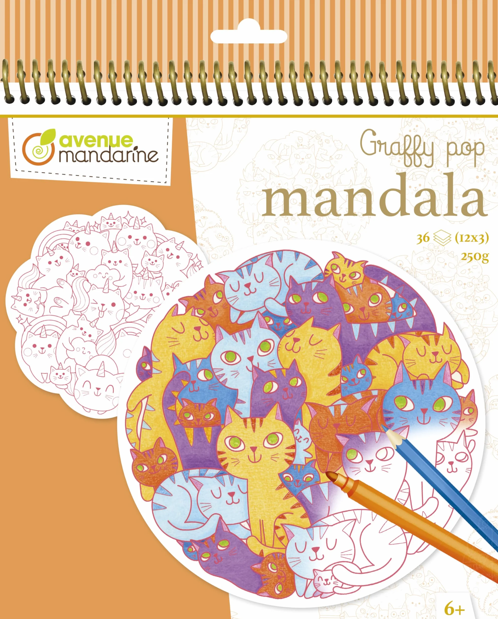 My Mandarine GY142C – Kolorowanka Graffy Pop – 36 stron – Mandale do wycięcia – od 6 lat – Miszmasz koty