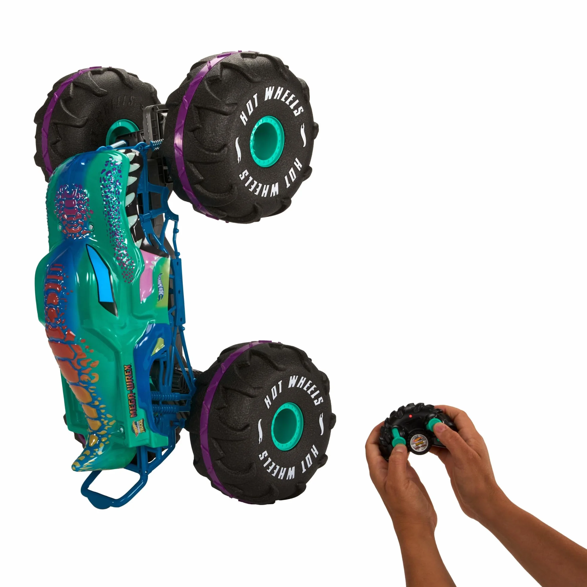 Hot Wheels Monster Trucks Zdalnie sterowany samochód, Mega-Wrex RC XL w skali 1/6, ponad 61 cm długości, HPK28
