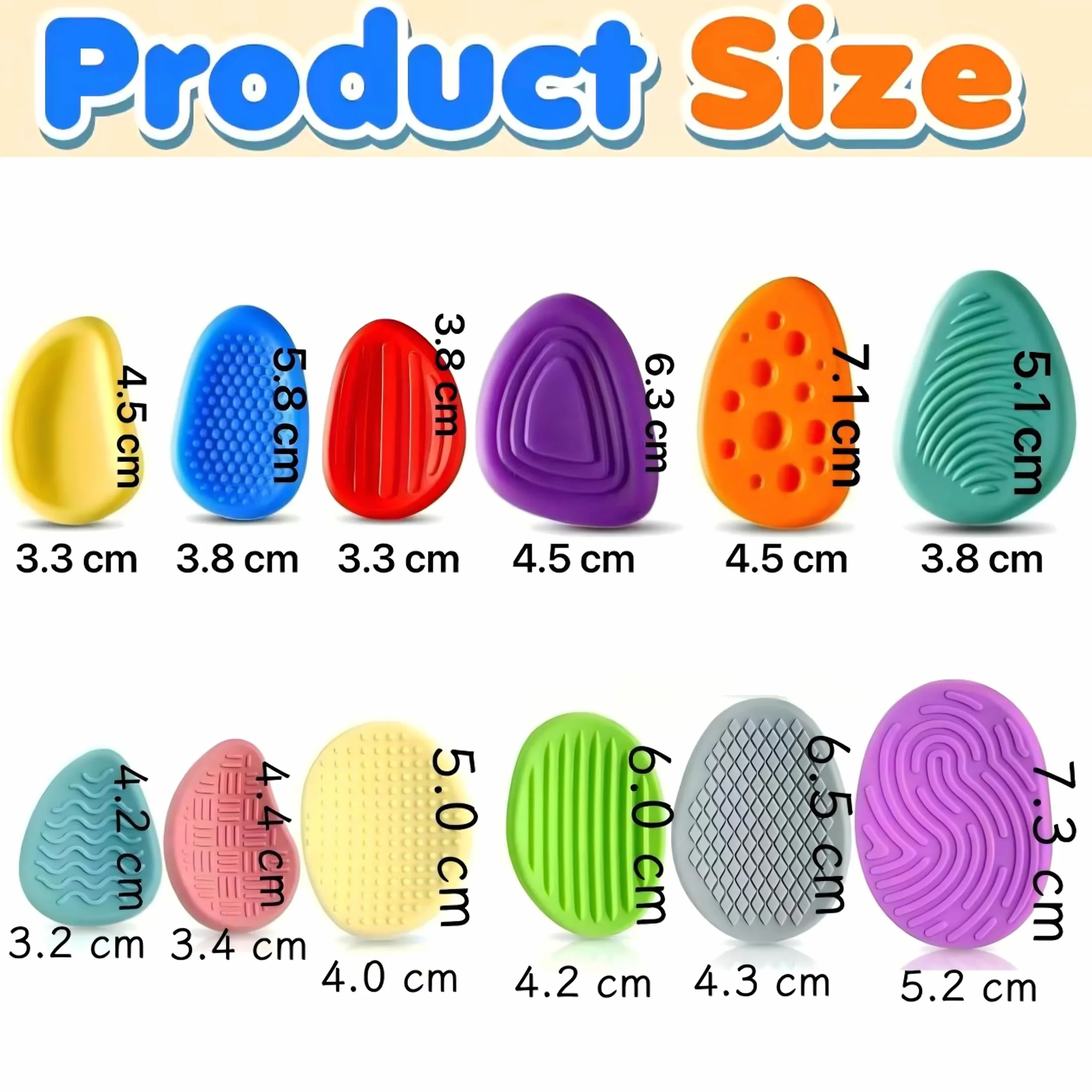 Fidget Toys Sensory Stones, zabawki antystresowe, sensoryczne, antystresowe, teksturowane, dla dzieci z autyzmem, 12 sztuk