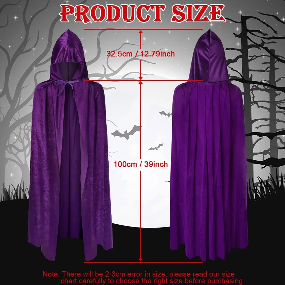 AOOWU kostium Halloween dla dzieci peleryna z kapturem czarownica wampir