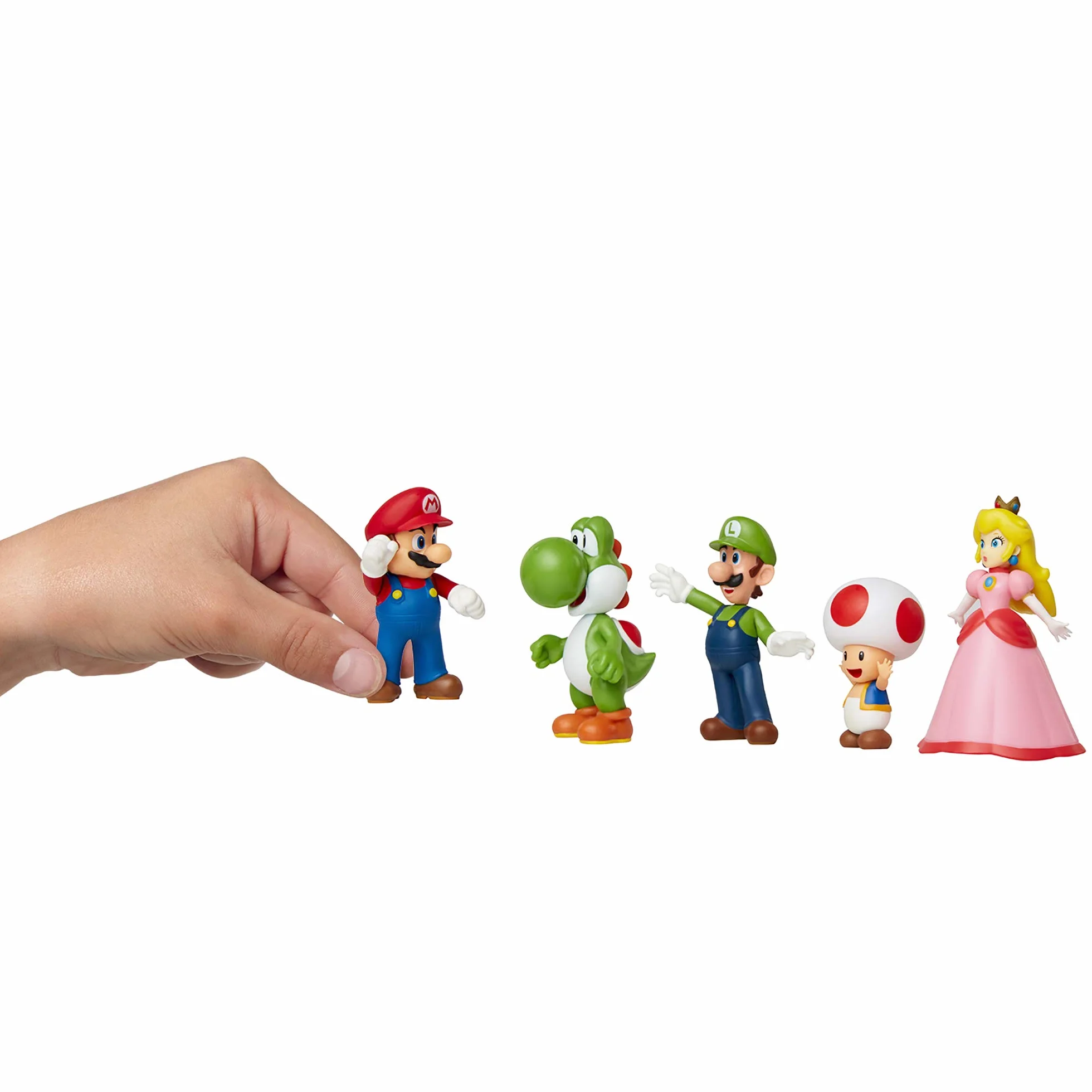 Jakks Super Mario Mario, Luigi, księżniczka brzoskwinia, Yoshi & ropień Ekskluzywna mini figurka 2,5 cala 5 sztuk