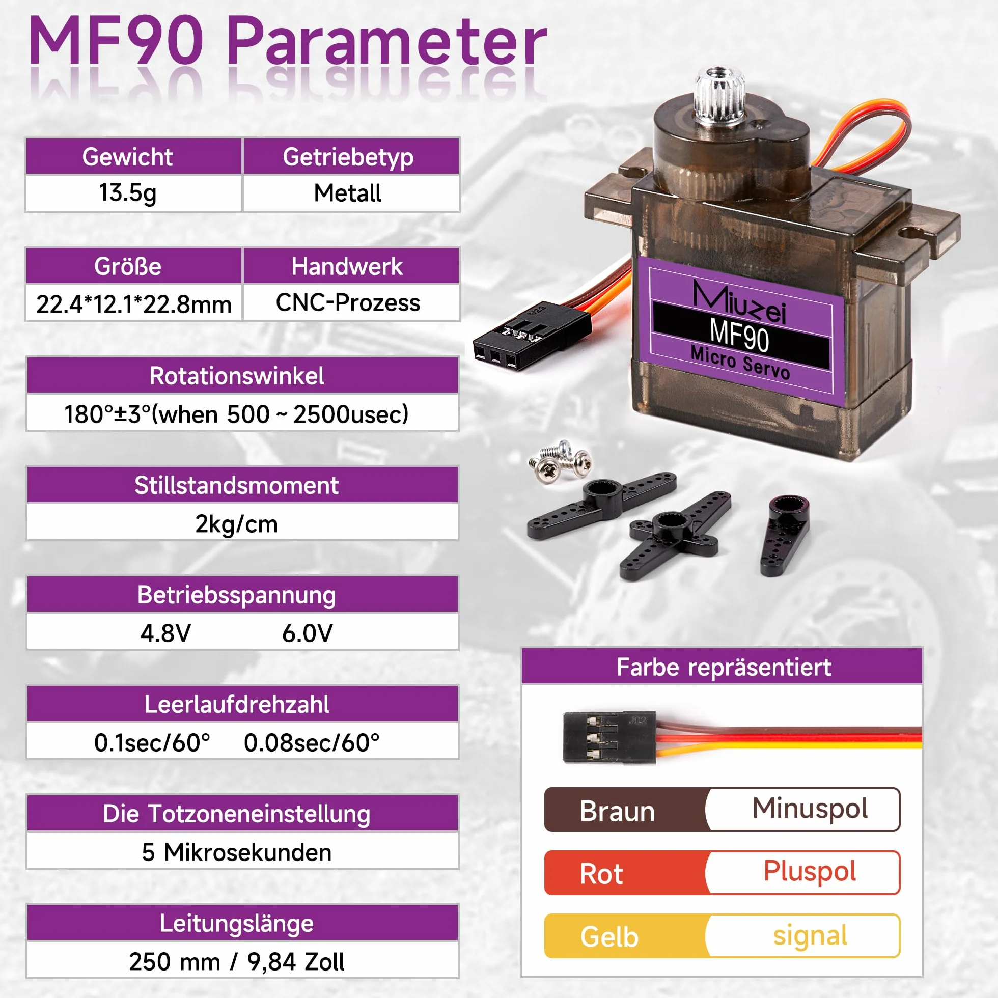 Miuzei Micro Servo Metal Gear 9G RC Serwo do Arduino Helikopterów Łodzi Samochodów 1/10 1/8 Zestaw 4 sztuki