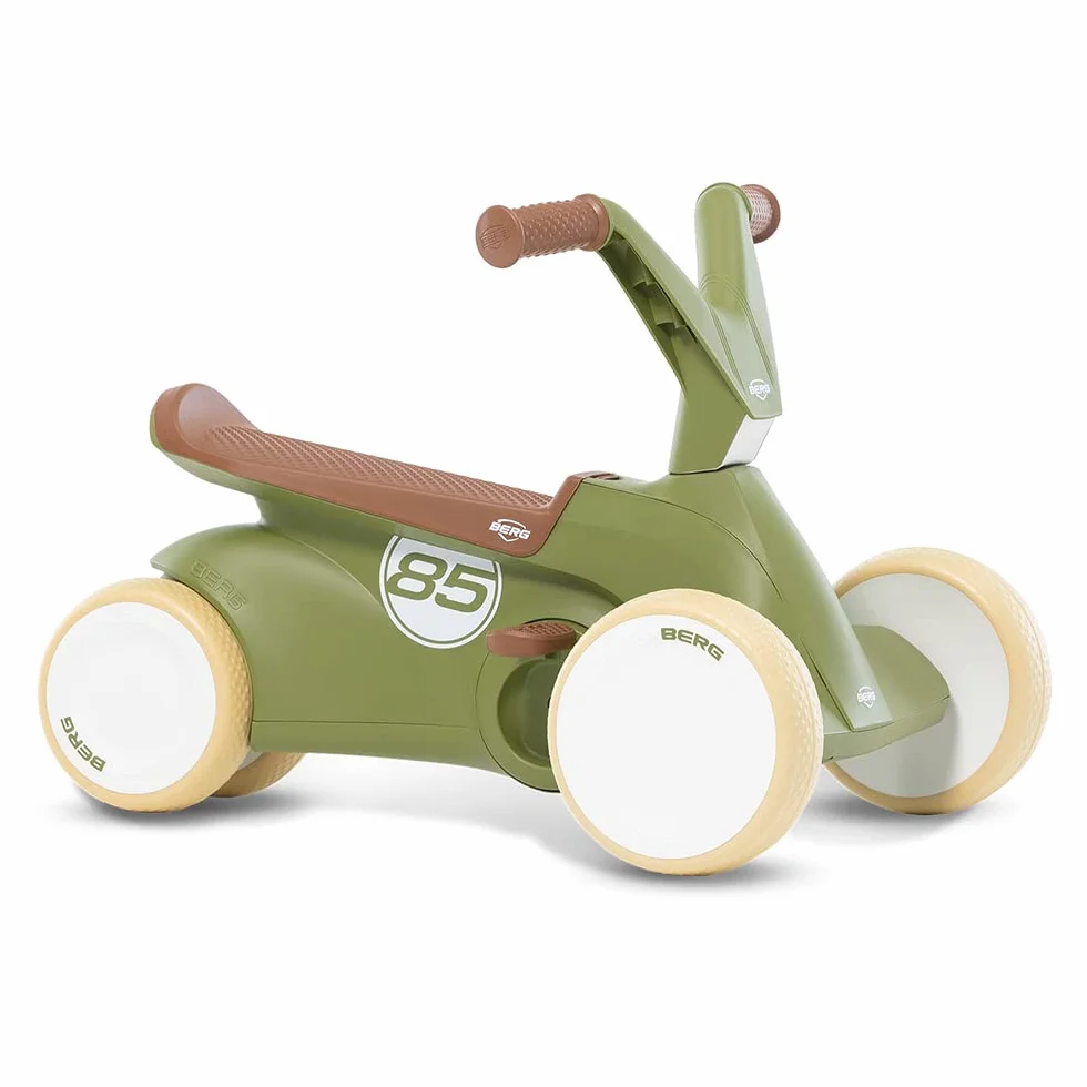 Berg GO² Samochód zjeżdżalniowy 2 w 1 w stylu retro, zielony | ślizgacz i rowerek biegowy, samochód dziecięcy z rozkładanymi pedałami, gokart, zabawka dla dzieci w wieku 10-30 miesięcy, duży