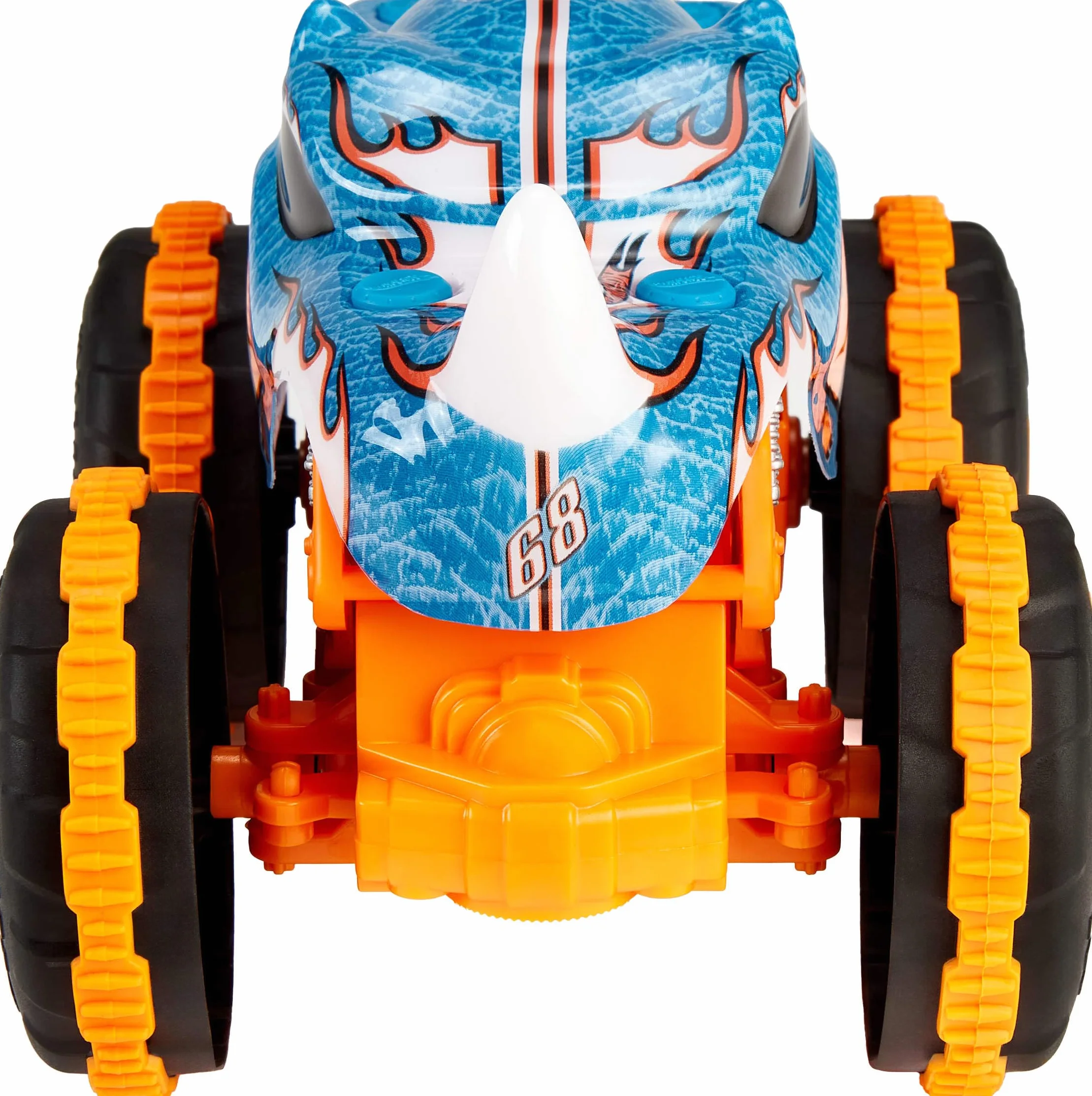 Hot Wheels Monster Trucks RC Rhinomite Pojazd zdalnie sterowany w skali 1:24, terenowy samochód RC do jazdy po różnych powierzchniach dzięki oponom Grip Action, JBK11