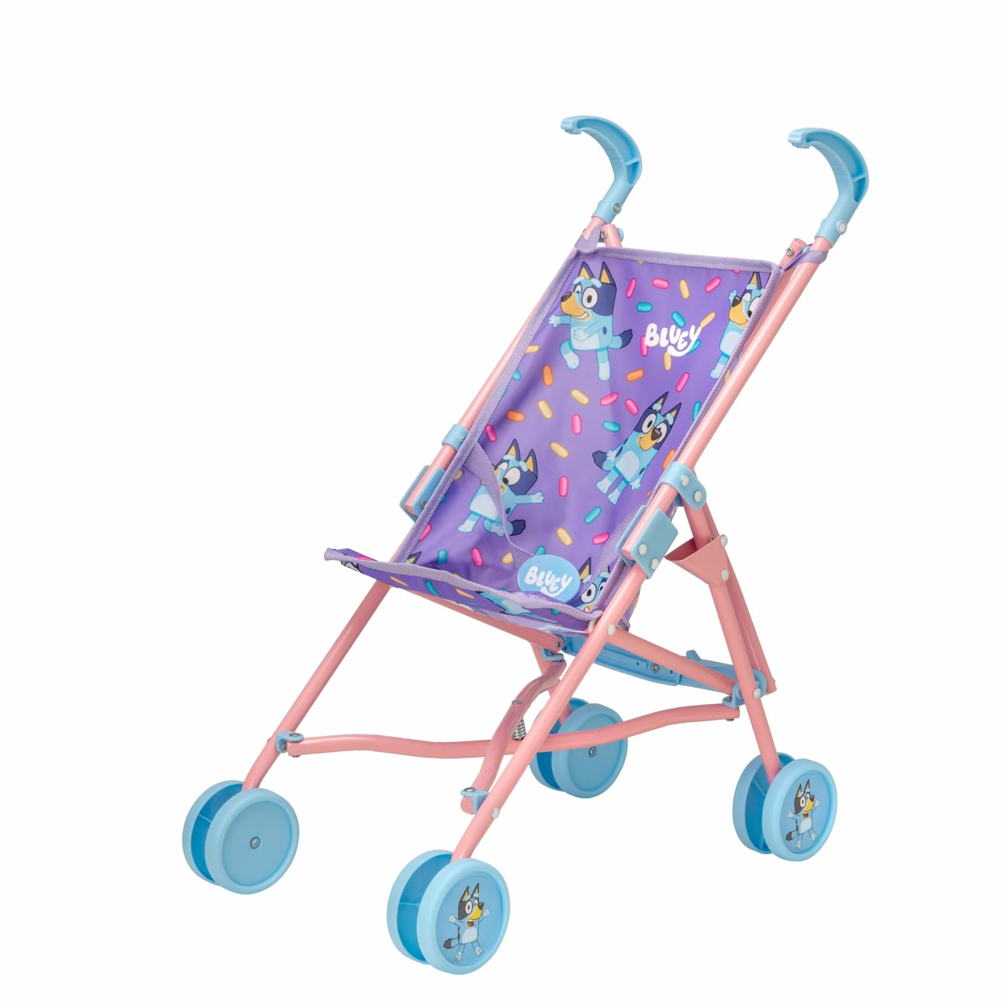 Bluey Junior Wózek Dziecięcy dla Lalek z Parasolem, Easy Fold | Zabawkowe Lalki do Odgrywania Ról | Wiek 2+
