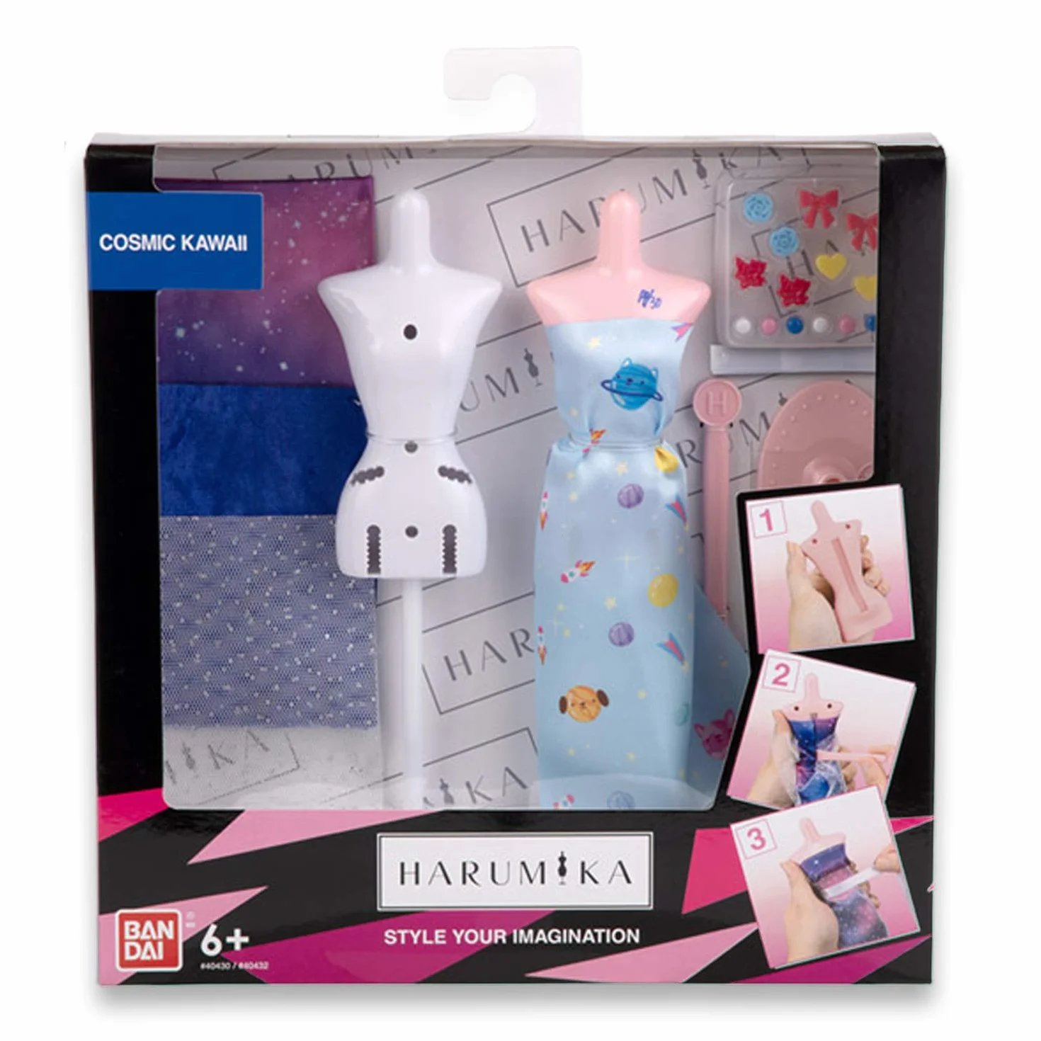 Bandai Harumika 40432 zestaw designerski Deluxe – motyw Cosmic Kawaii – zestaw do majsterkowania – stwórz własną modę bez igły i nici