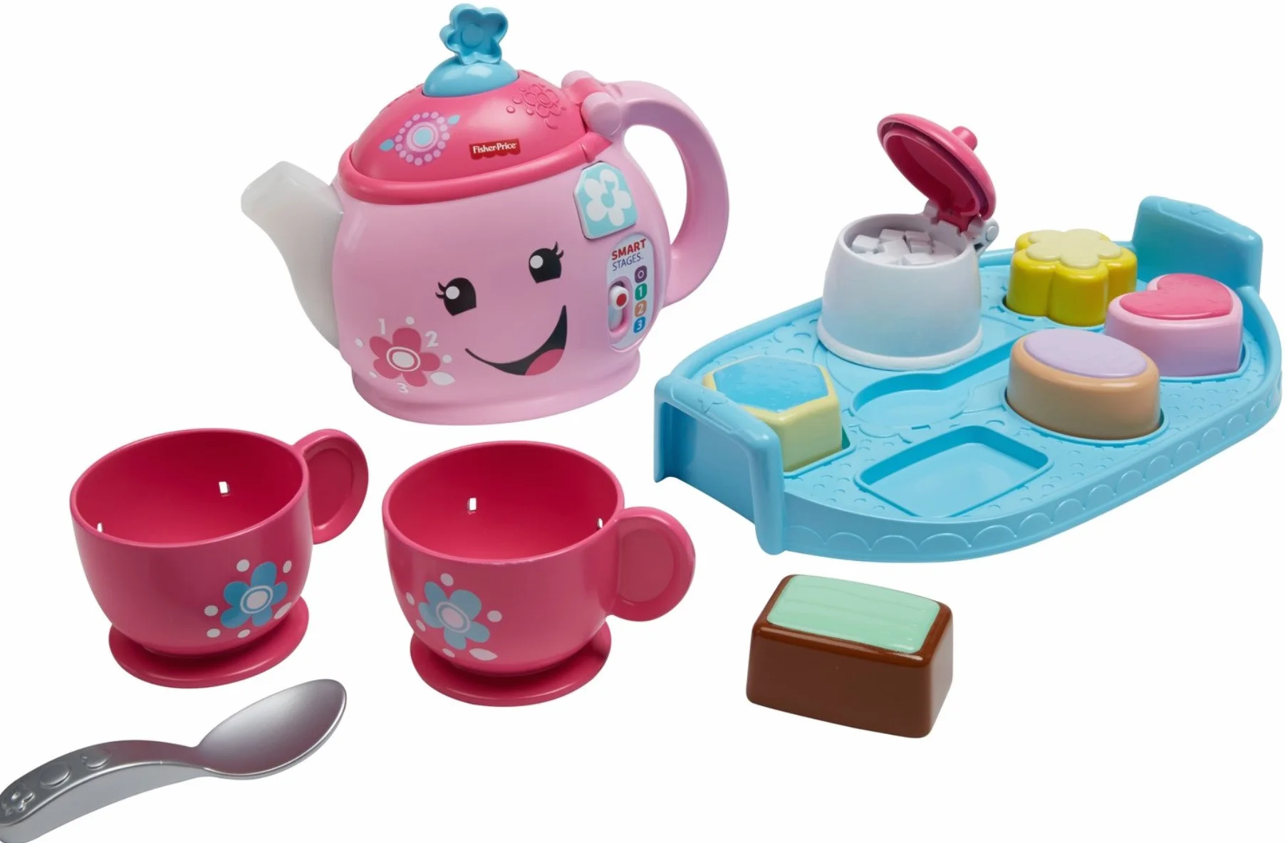Fisher-Price Zestaw do herbaty Laugh & Learn Sweet Manners, zabawka do wczesnego rozwoju i aktywności, uczy dobrych manier, dzielenia się i nie tylko, w wieku 18-36 miesięcy, DYM76