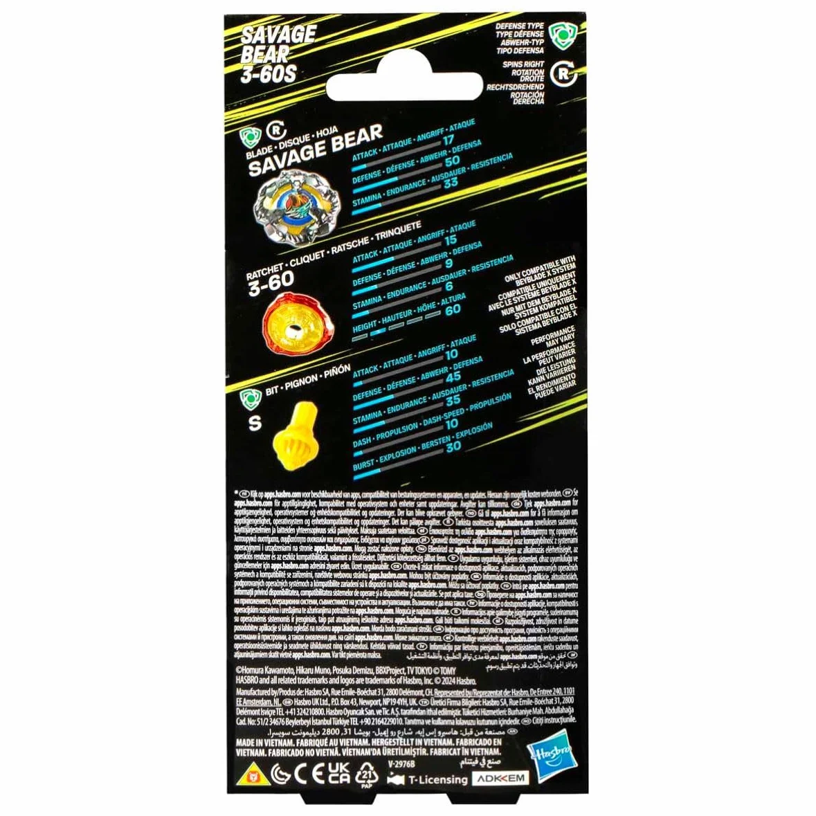 Hasbro Beyblade X Savage Bear 3-60S Top Booster Bączek Zabawka dla dzieci od 8 lat