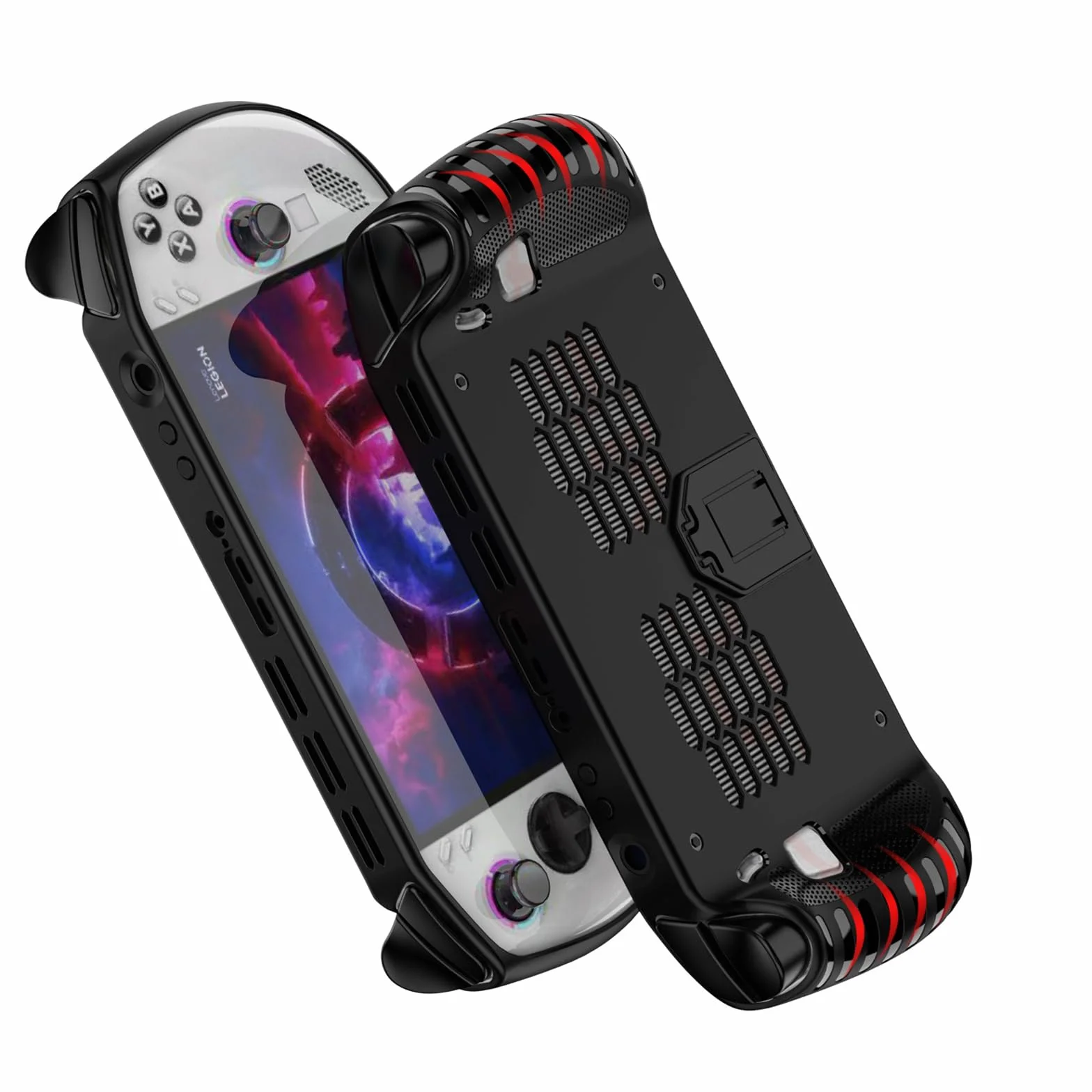 Etui Ochronne do Lenovo Legion Go S 8" Konsola do Gier 2025,TPU Miękki Torba Pokrowiec Etui Powłoki z Grip i Podpórką do Legion Go S Wyświetlacz Gaming Handheld Console,Czarny