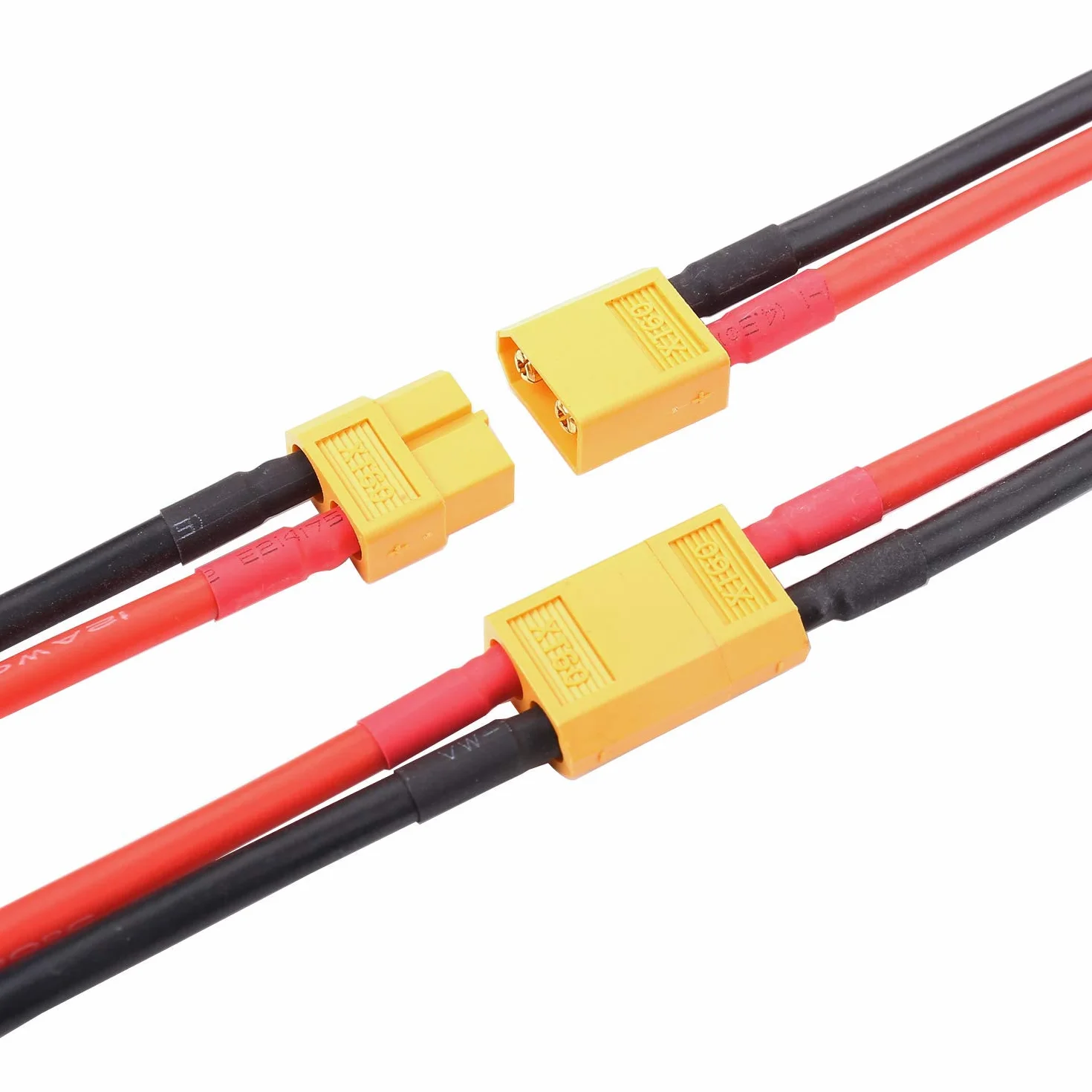 GTIWUNG 5 par złączy XT60 męskie i żeńskie z kablem 10 cm 12AWG przewód silikonowy, złącze XT-60 męskie żeńskie z kablem do baterii RC Lipo