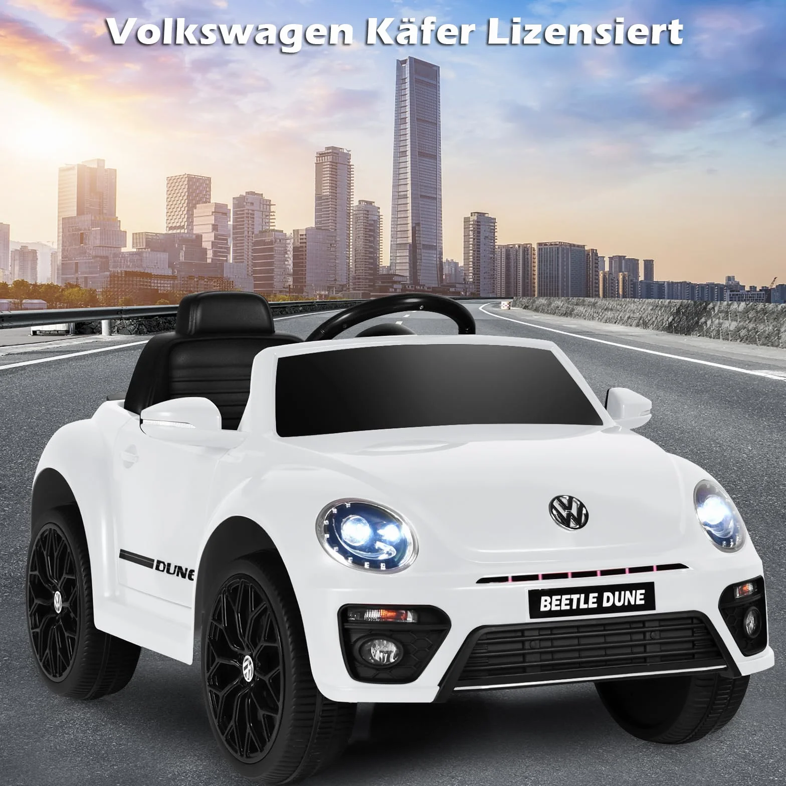 COSTWAY Samochód elektryczny dla dzieci 12 V VW Beetle z pilotem 2,4 G biały