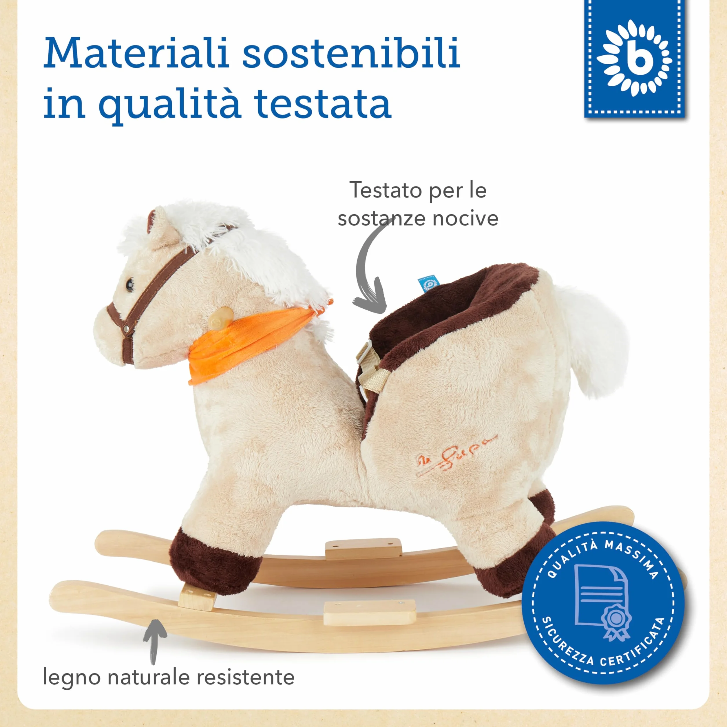 Bieco koń na biegunach 73,5 x 33,5 x 53 cm zabawka dla dzieci od 1 roku życia