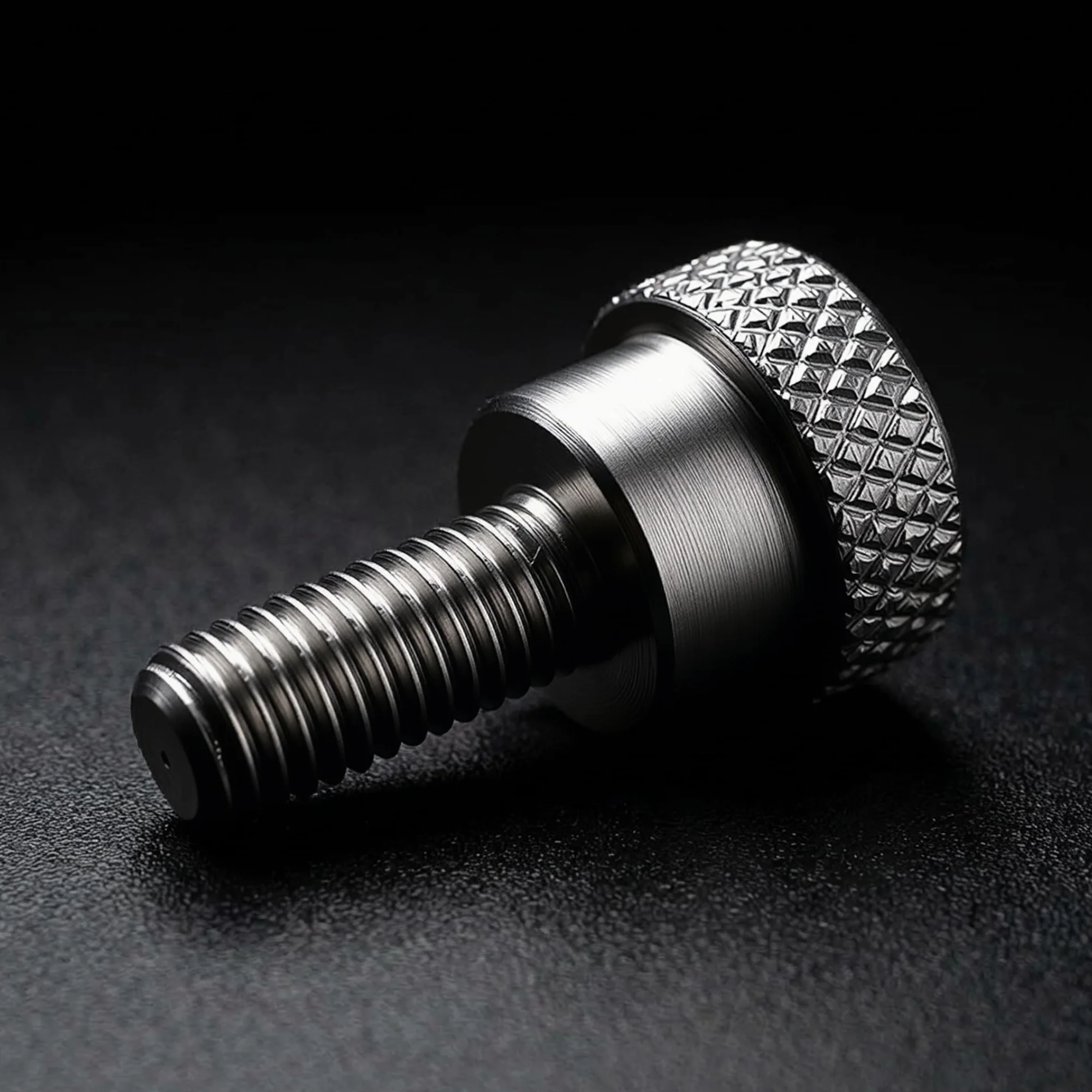 PrecisionGeek® Śruby radełkowane M4 ze stali nierdzewnej AISI 303 – z kołnierzem – 10 mm – łeb płaski – śruby kciukowe do metalu, drewna i akrylu – zestaw 10 sztuk