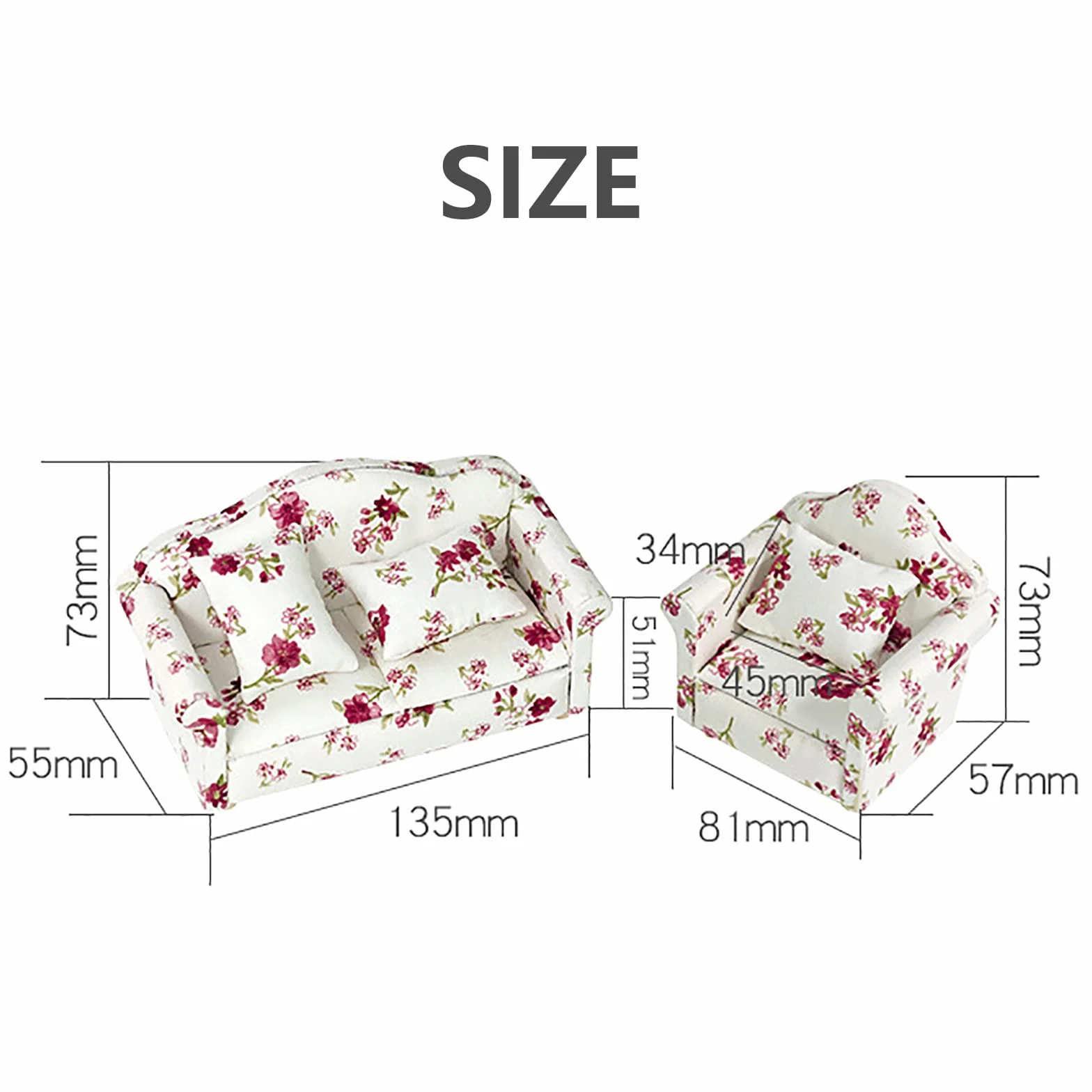WANGCL 3 szt. domek dla lalek sofa meble do domu dla lalek mini zestaw sofy 1/12 akcesoria do domu dla lalek do dekoracji sofy Barbie