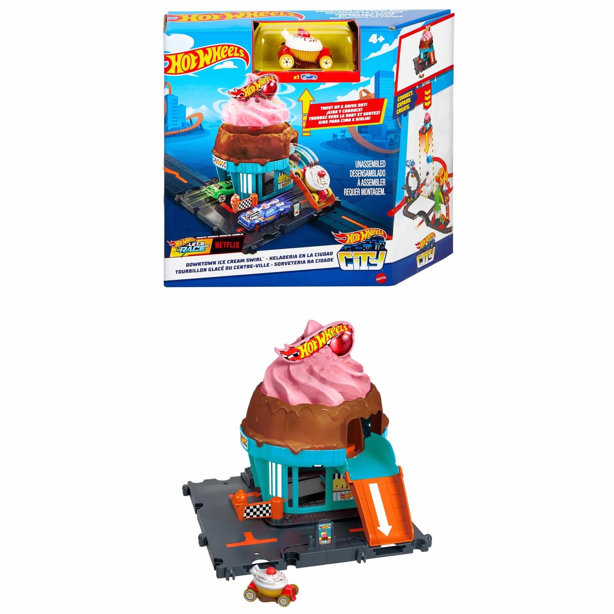 Hot Wheels City Let's Race Tor Wyścigowy, Wielokolorowy, 17,3 x 17,3 x 16,5 cm