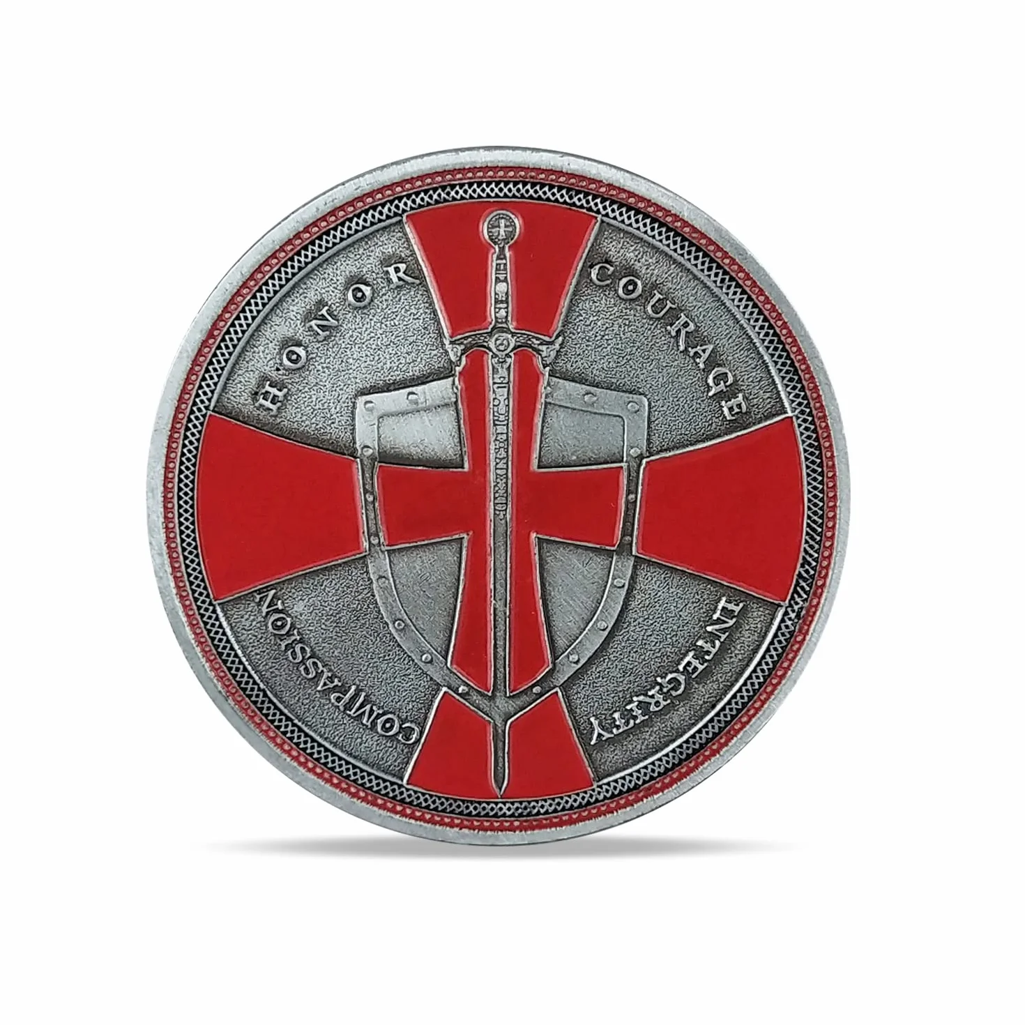 Templariusz Moneta Wyzwania Czerwony Krzyż Religijny Zbiór monet Prezent pamiątkowy