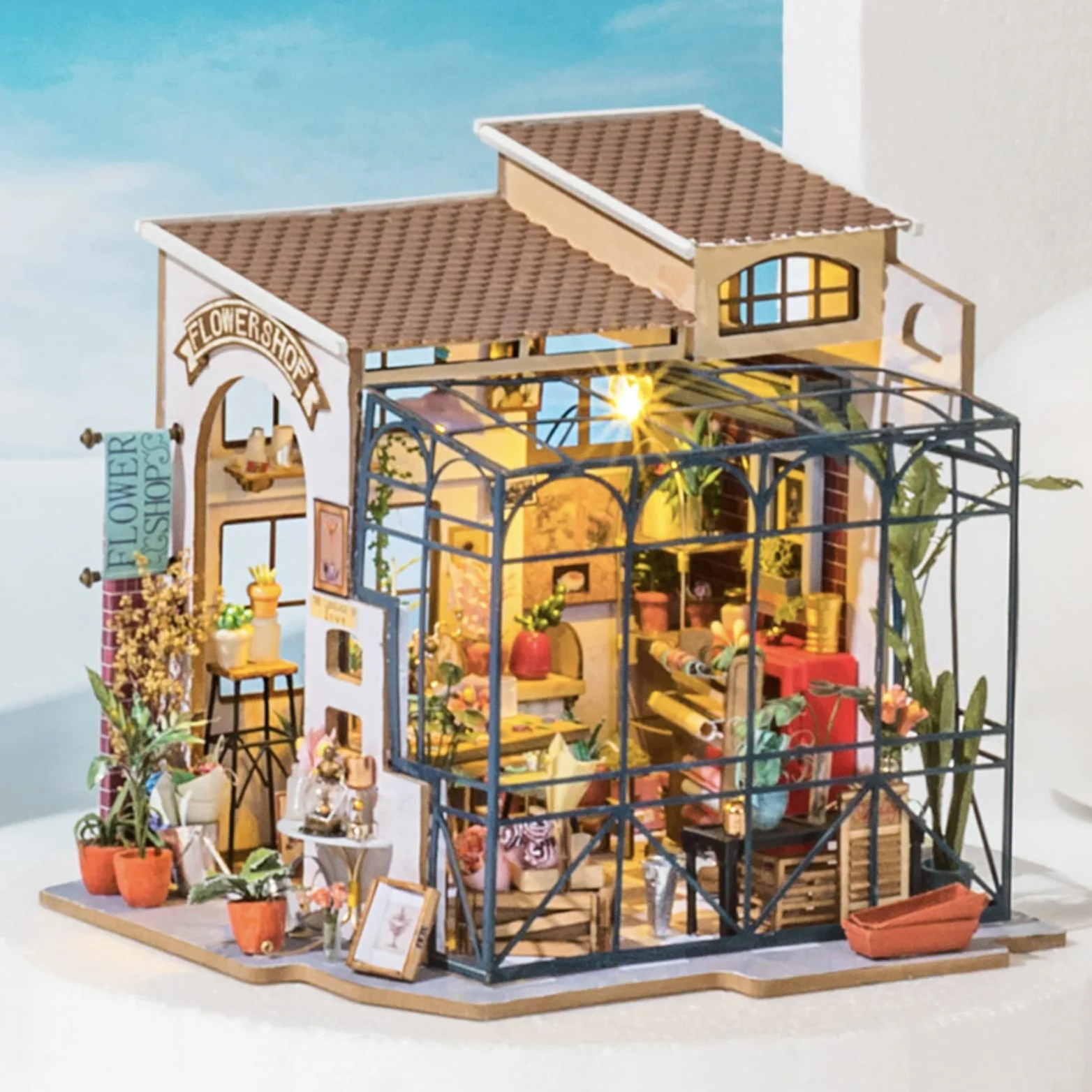 Rolife Robotime Emilys Flower Shop Domowe lalki miniaturowe, brzoza, wielokolorowe, jeden rozmiar